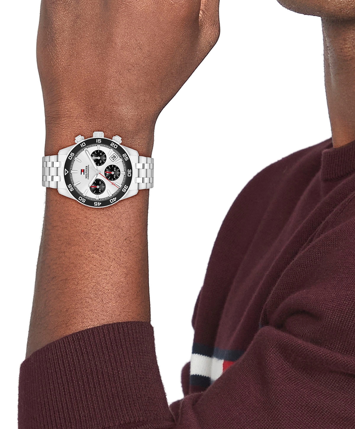 Tommy Hilfiger Chronograph »TH85 CHRONOGRAPH«, Quarzuhr, Armbanduhr, Herrenuhr, Edelstahlarmband, analog, Tag