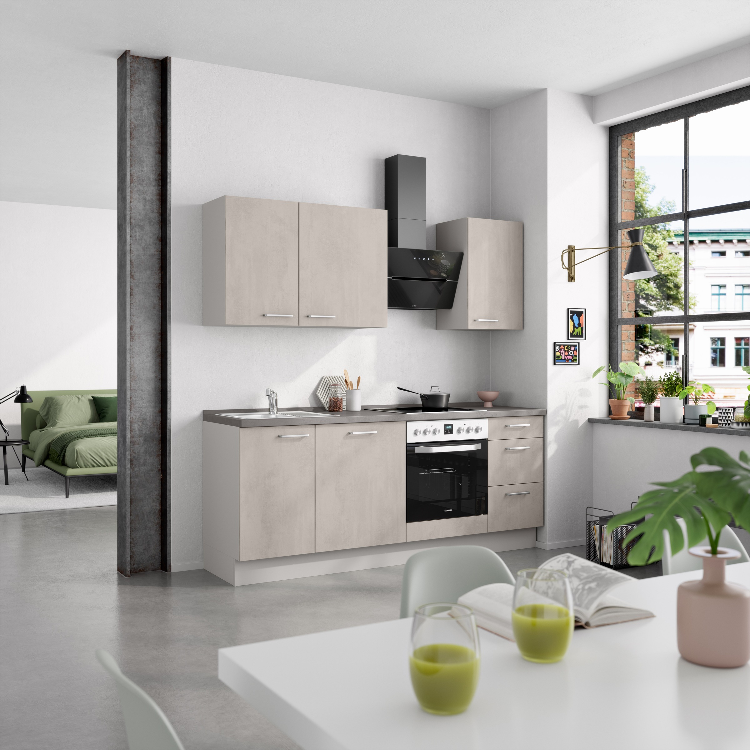 nobilia® Küchenzeile »"Riva II"«, vormontiert, Ausrichtung wählbar, Breite 210 cm, wahlw. mit E-Geräten