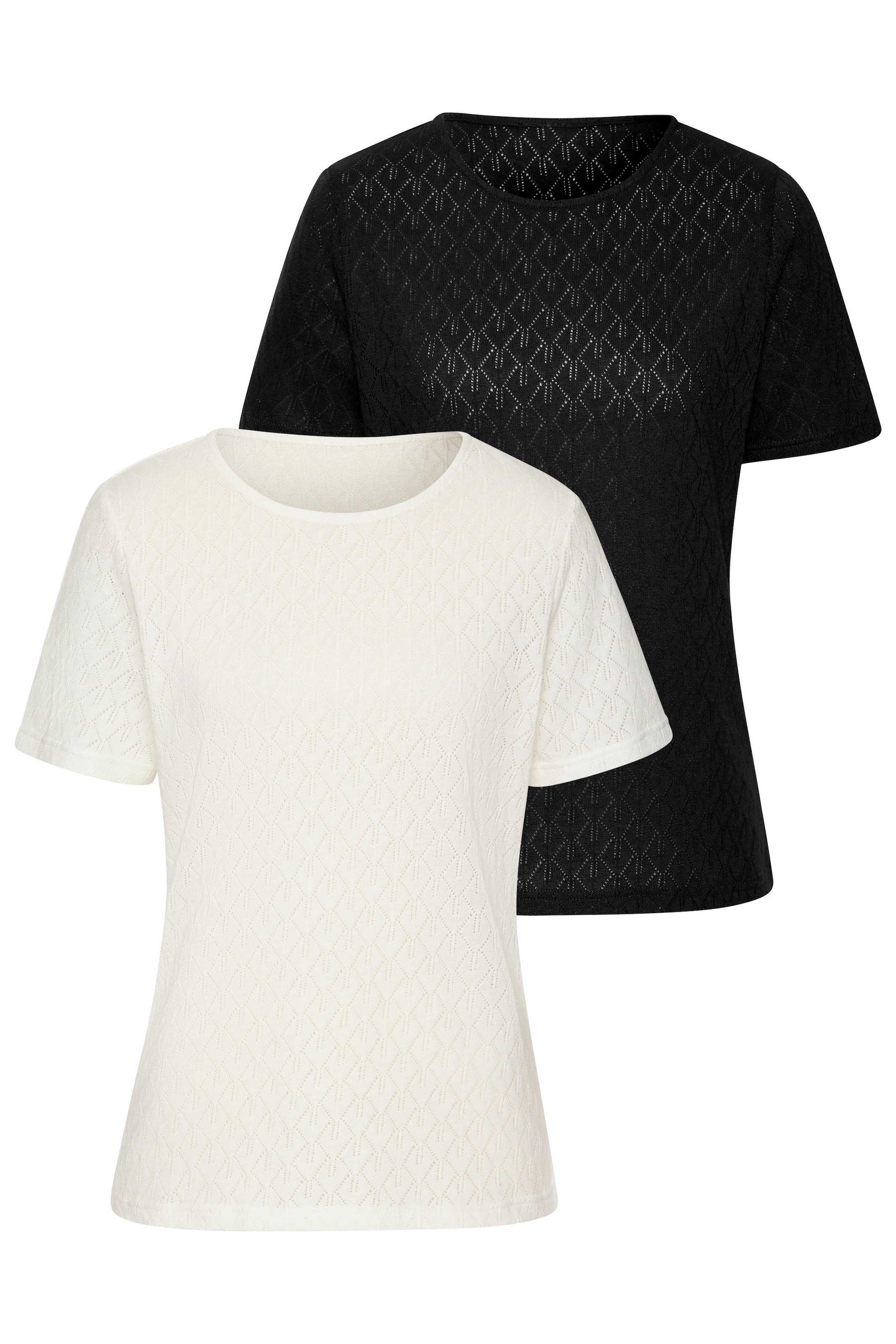 Vivance Kurzarmshirt "mit modischem Ajour-Muster", aus weicher Baumwoll-Qua günstig online kaufen