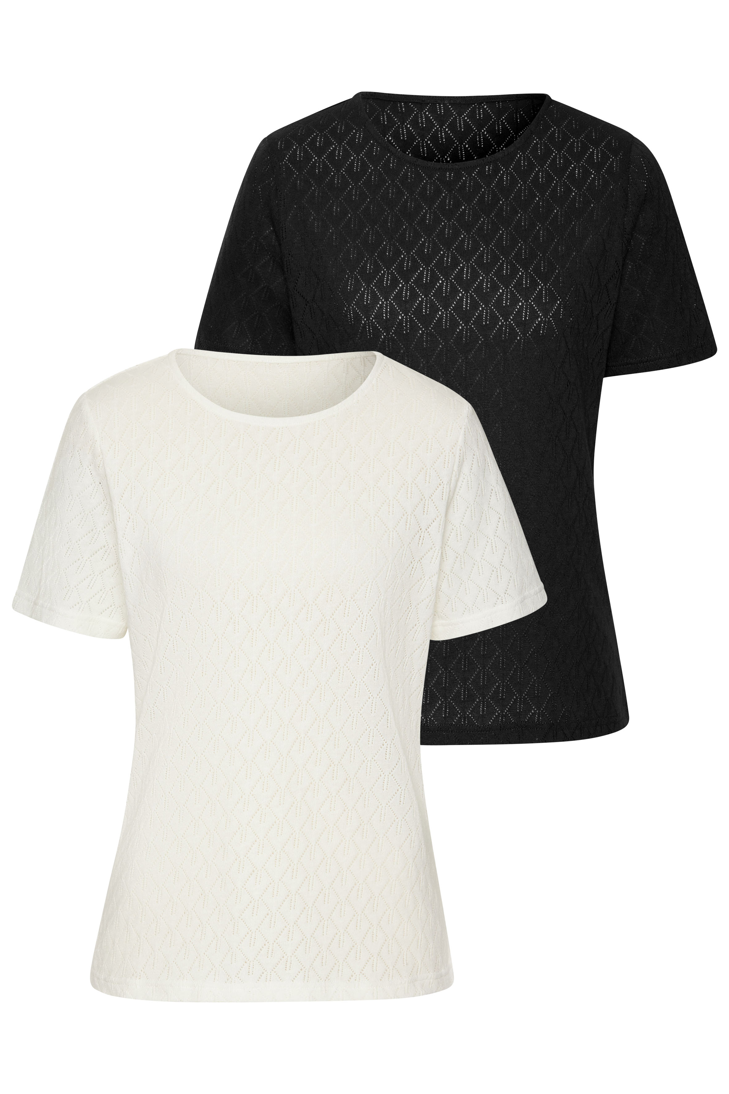 Vivance Kurzarmshirt "mit sommerlichem Ajour-Muster" 2er-Pack, aus luftiger Baumwoll-Qualität