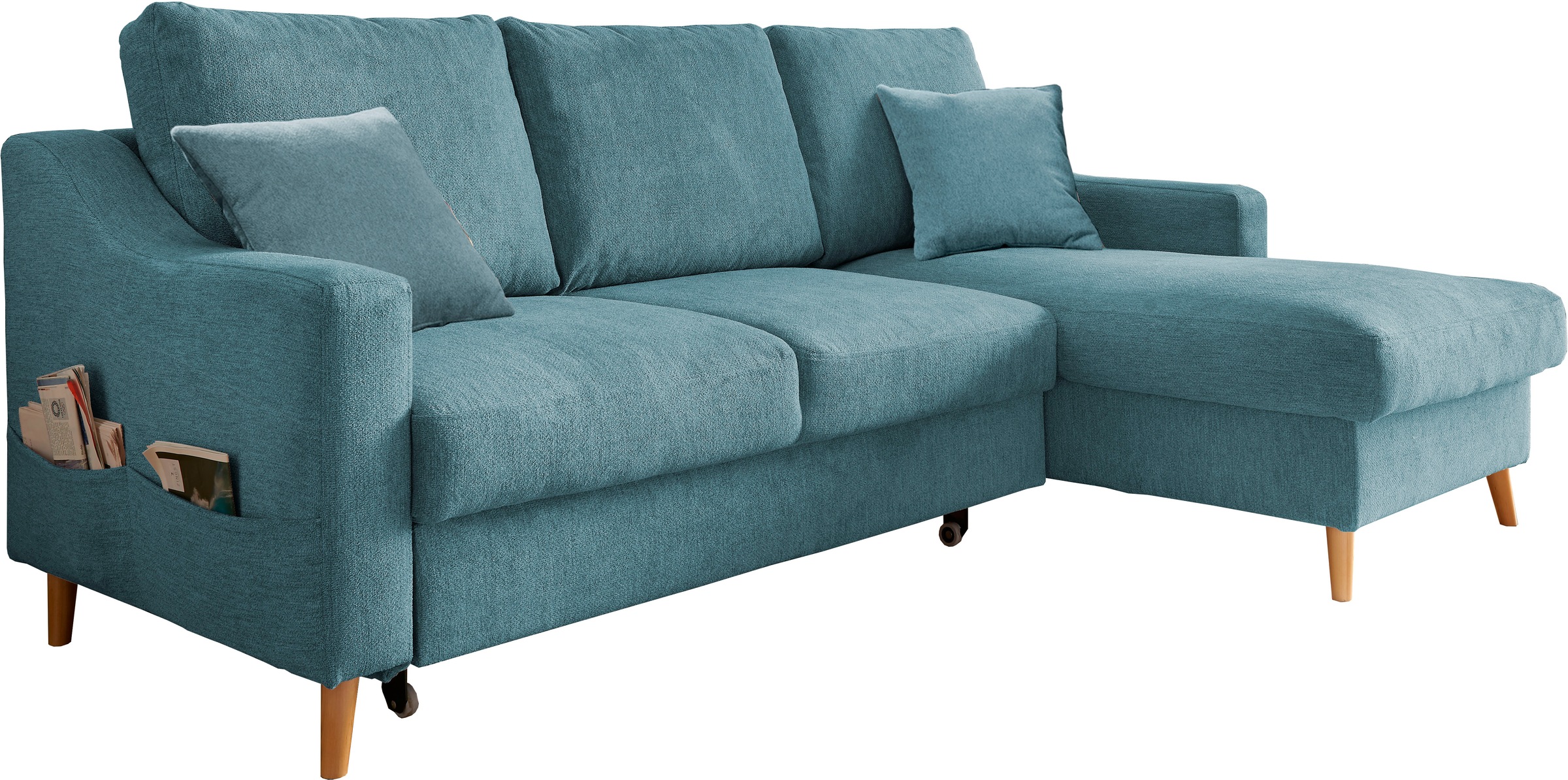 INOSIGN Ecksofa "Valentina L-Form", 2 Zierkissen, mit Seitentasche, auszieh günstig online kaufen