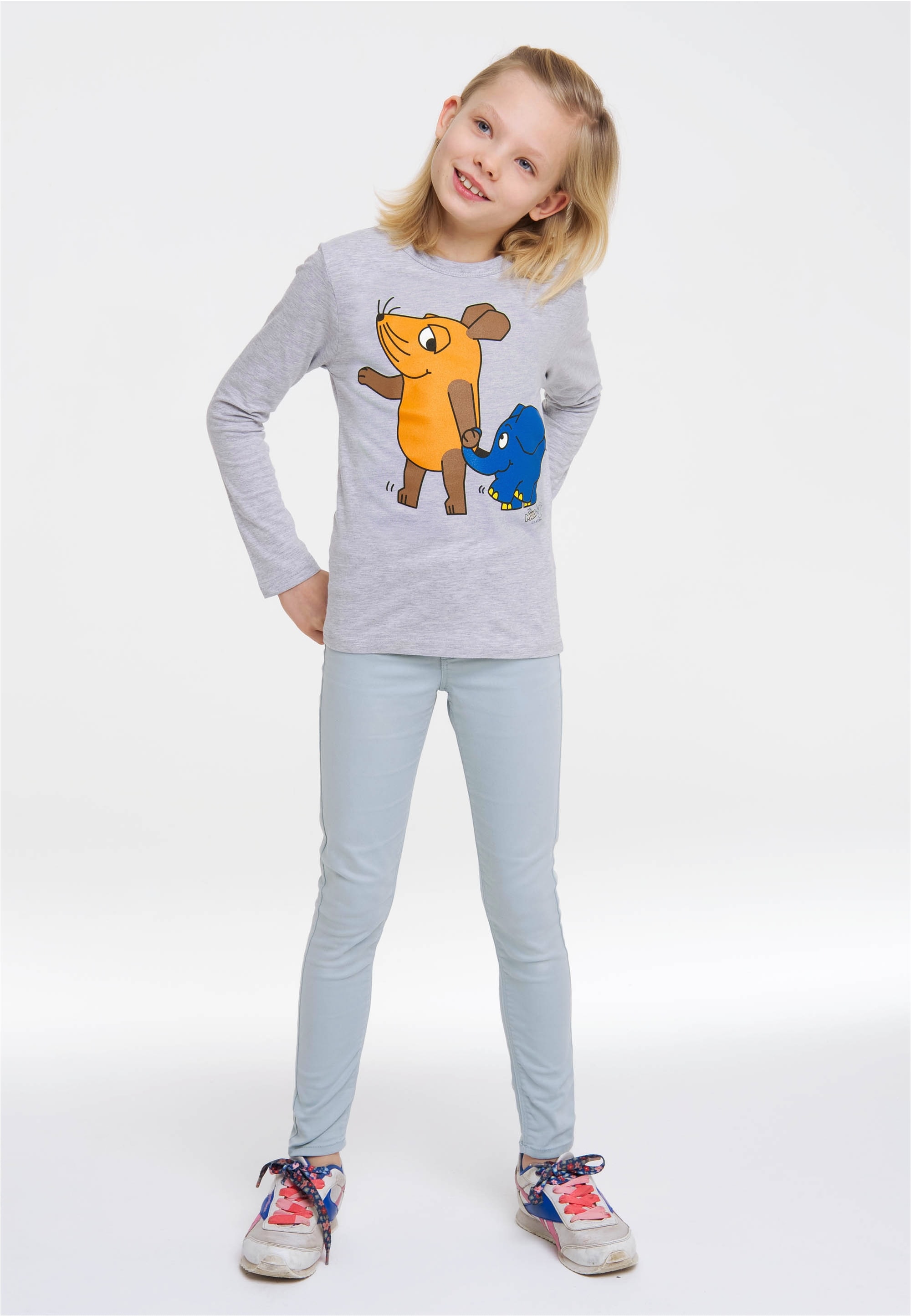 LOGOSHIRT Langarmshirt »Sendung mit der Maus - Maus & Elefant«, mit coolem Print