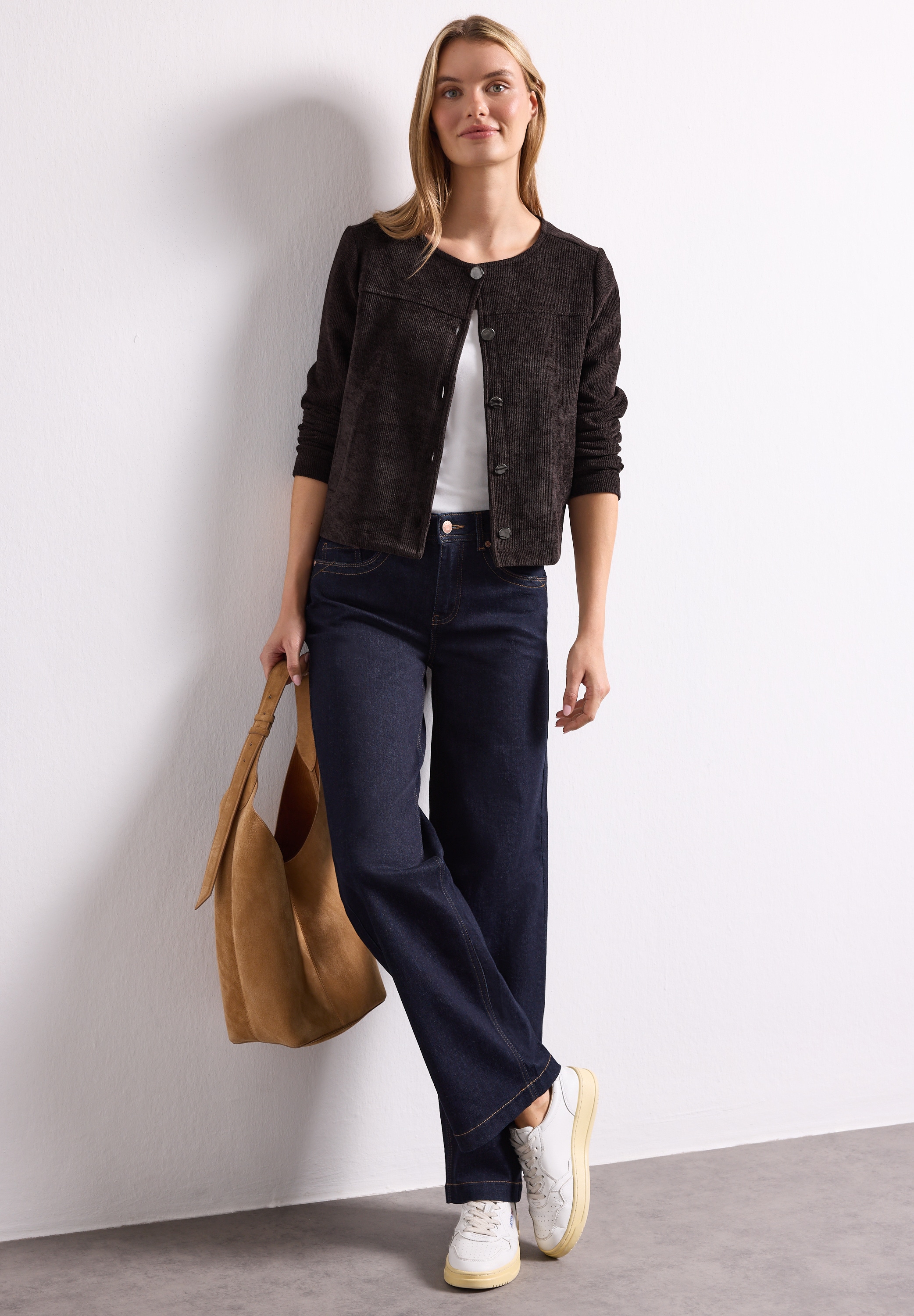 STREET ONE Strickjacke mit Rundhals und Knöpfen