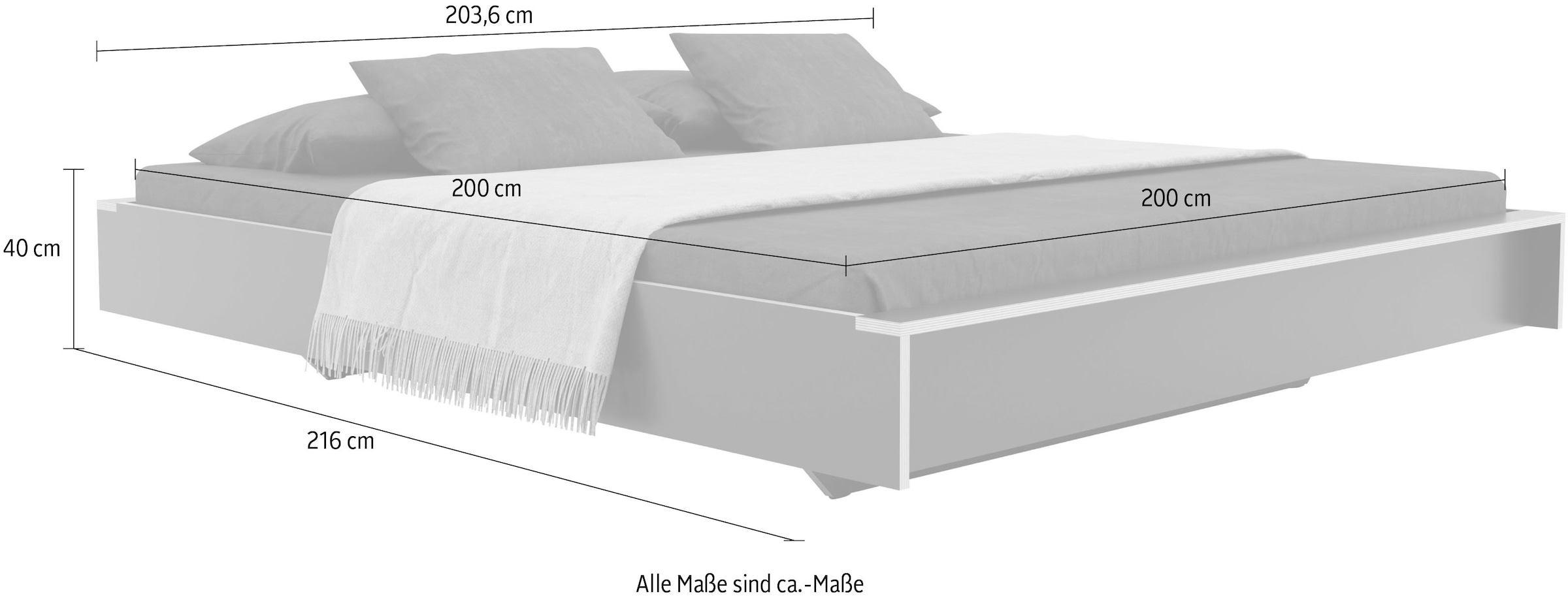 Müller SMALL LIVING Holzbett »FLAI HIGH«, Komfort Höhe 40 cm ohne Kopfteil