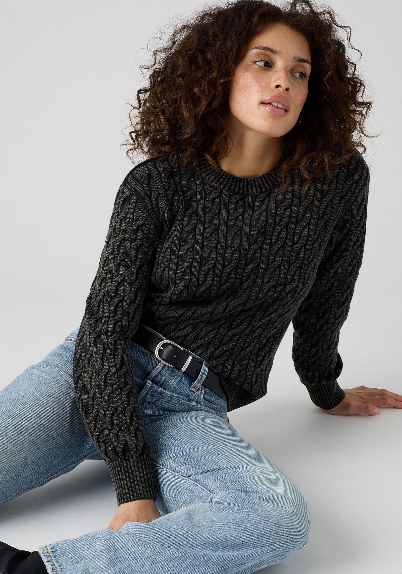 Levi's® Rundhalspullover »BOYFRIEND CREW PU«, Mit Zopfmuster