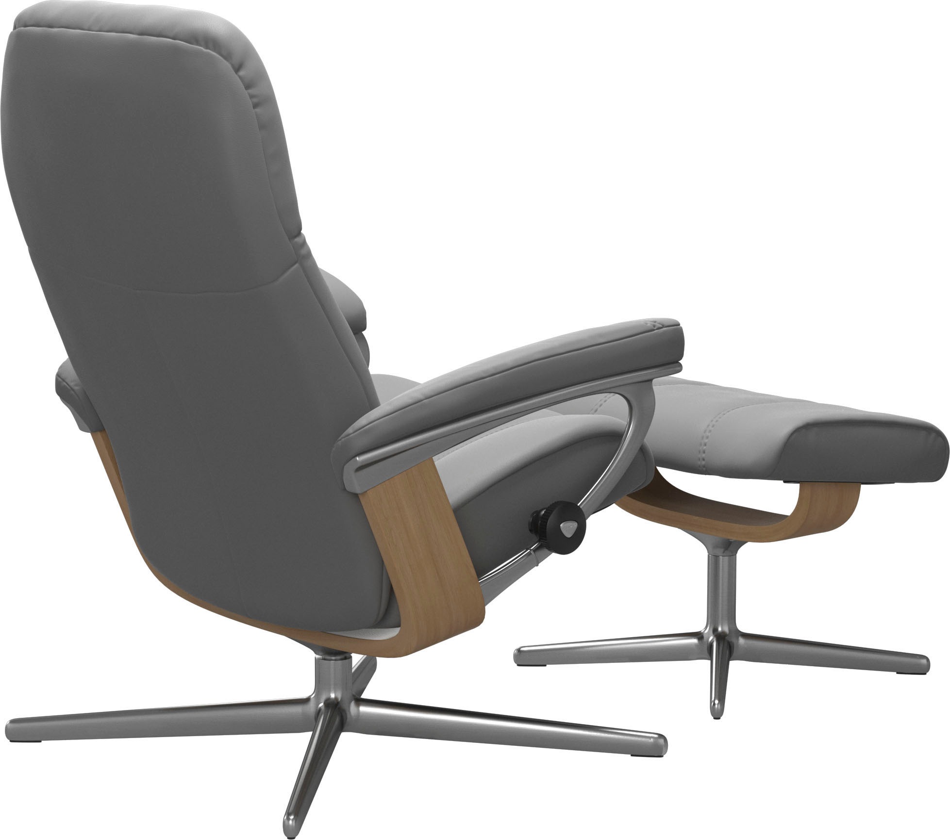 Fußhocker STRESSLESS "Consul", grau (wild dove batick), B:54cm H:41cm T:39cm, Leder BATICK: BATICK ist ein leicht korrigiertes, durchgefärbtes und genarbtes Möbelleder, bei dem die meisten Unebenheiten und Spuren in der Regel entfernt wurden., Hocker, Fuß 3