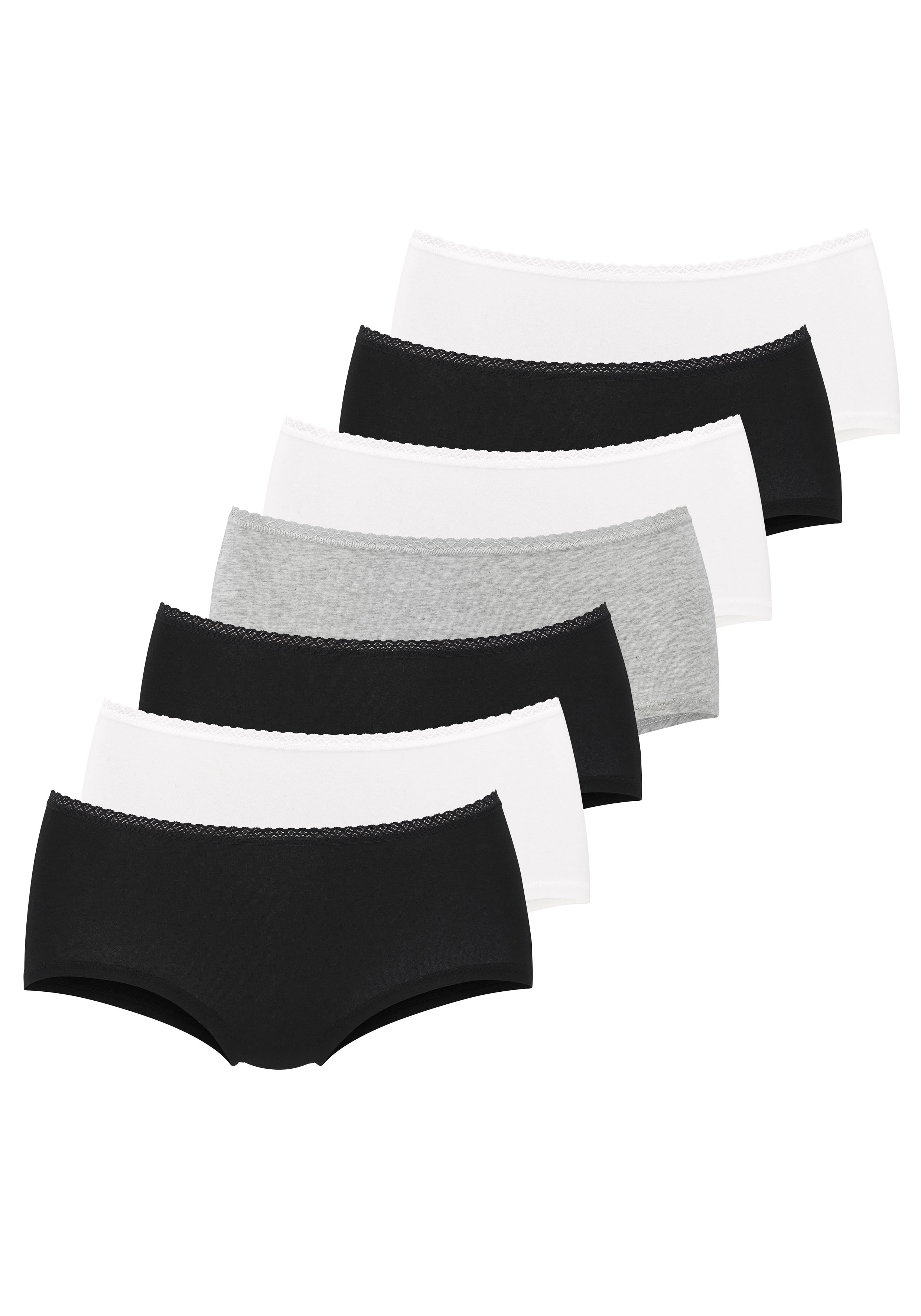 Vivance Panty 7er-Pack, aus weicher Baumwollqualität mit feiner Spitzeneinfassung