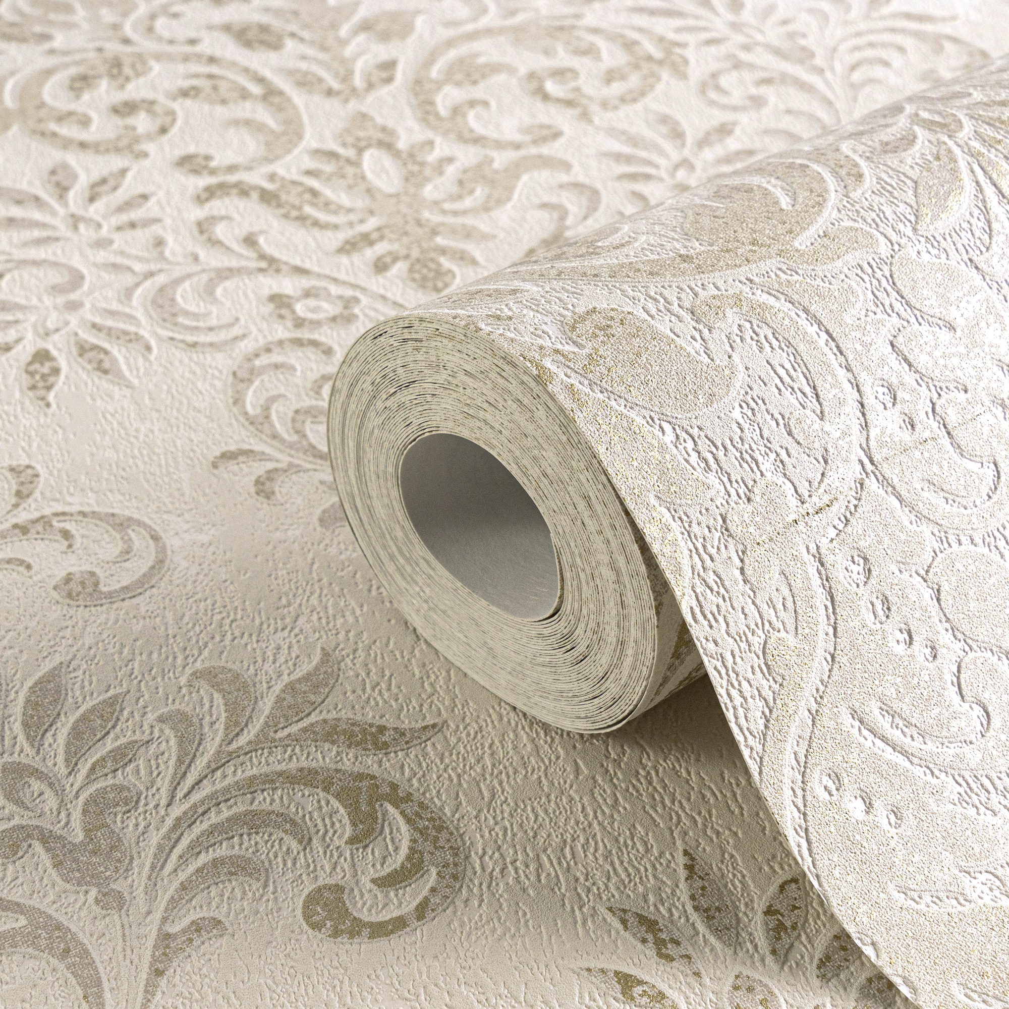 living walls Vliestapete »Tapete mit Ornamenten barock«, metallic-matt-glänzend-ornamental-floral-gemustert, Tapete Klassik Metallic Tapeten Wohnzimmer Schlafzimmer Küche modern
