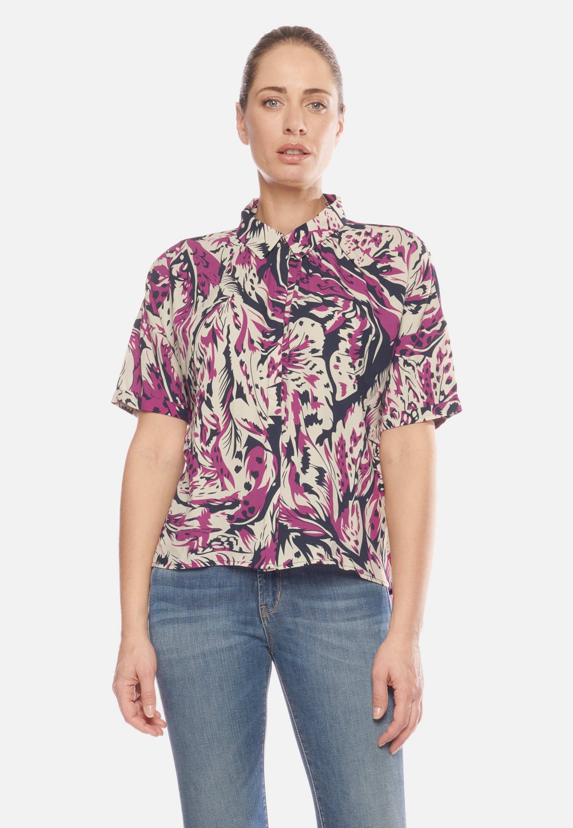 Le Temps Des Cerises Klassische Bluse, mit abstraktem Allover-Print