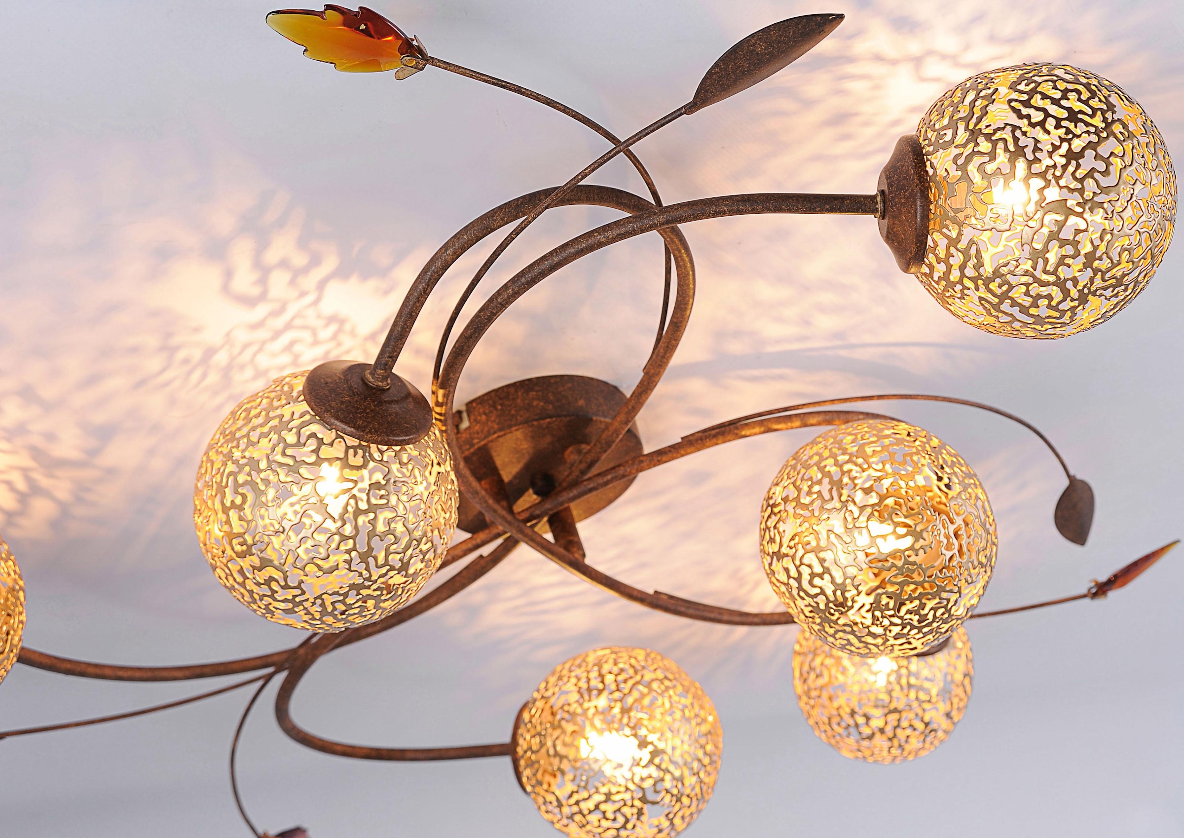 Paul Neuhaus Deckenleuchte »GRETA«, 6 flammig-flammig, mit goldfarbenen  Metallschirmen, ohne Leuchtmittel | BAUR | Deckenlampen