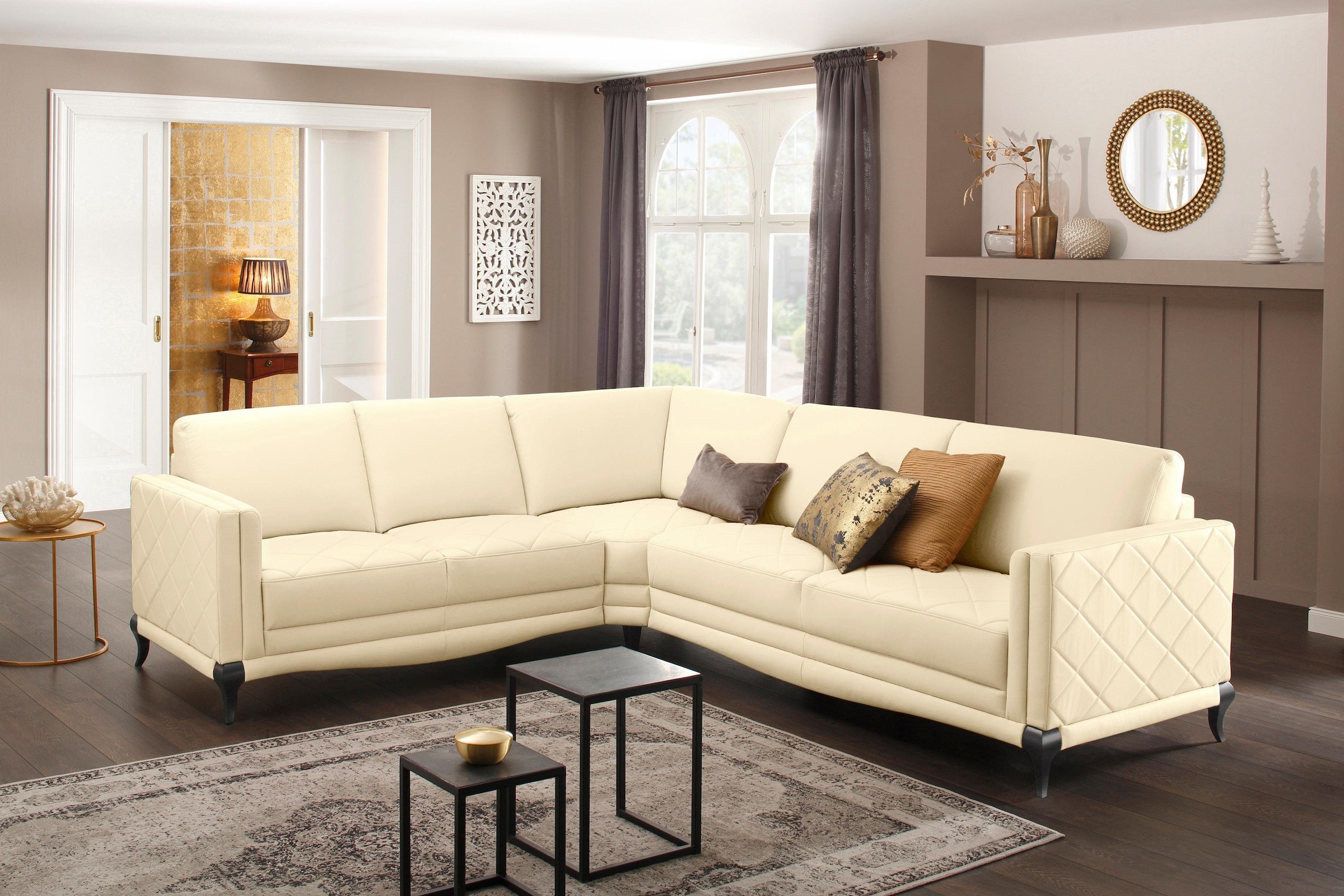 Home affaire Ecksofa »Brahms« Federkern hohe Holzfü...