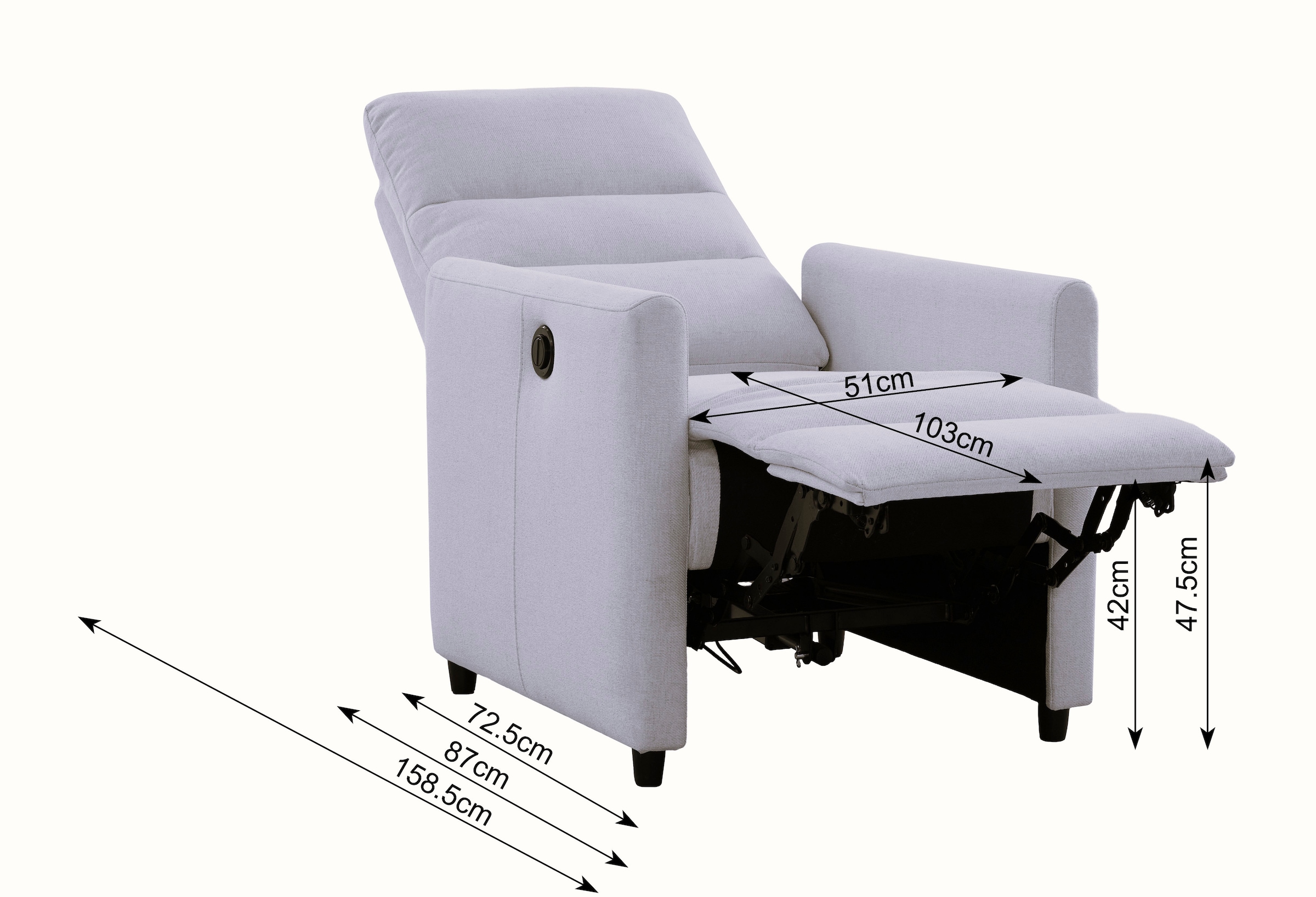 OTTO home Relaxsessel »ANNICA, TV-Sessel mit elektrischer Relax- und Liegefunktion« Federkern-Polsterung, pflegeleichter Webstoff