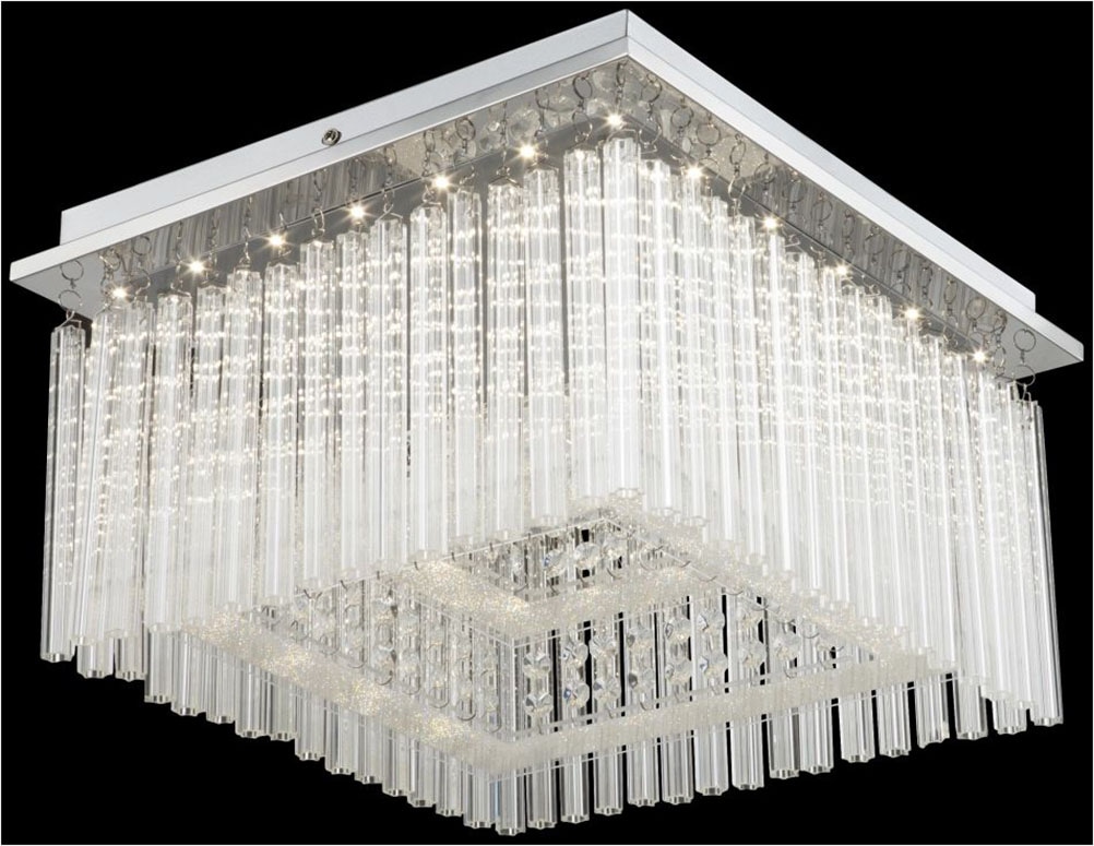 GLOBO LIGHTING LED Deckenleuchte »VINCE«, Leuchtmittel LED-Modul | LED fest integriert, Glaskristalle, Deckenlampe, Glasstäbe, Wohn und Essbereich