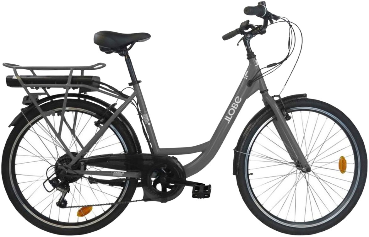 E-Bike LLOBE "City E-Bike 26" Mando anthrazit" Gr. 46, schwarz, schwarz, Elektrofahrräder, 46cm, 26 Zoll (66,04cm)