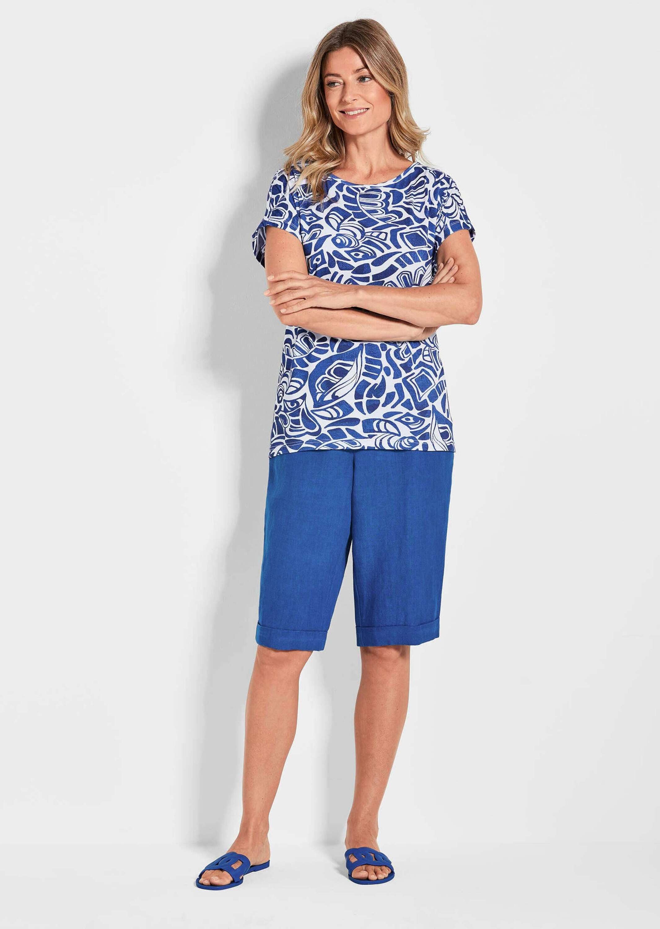 GOLDNER Print-Shirt "Kurzgröße Damen Oberteil Ethnoprint Kurzarm" günstig online kaufen