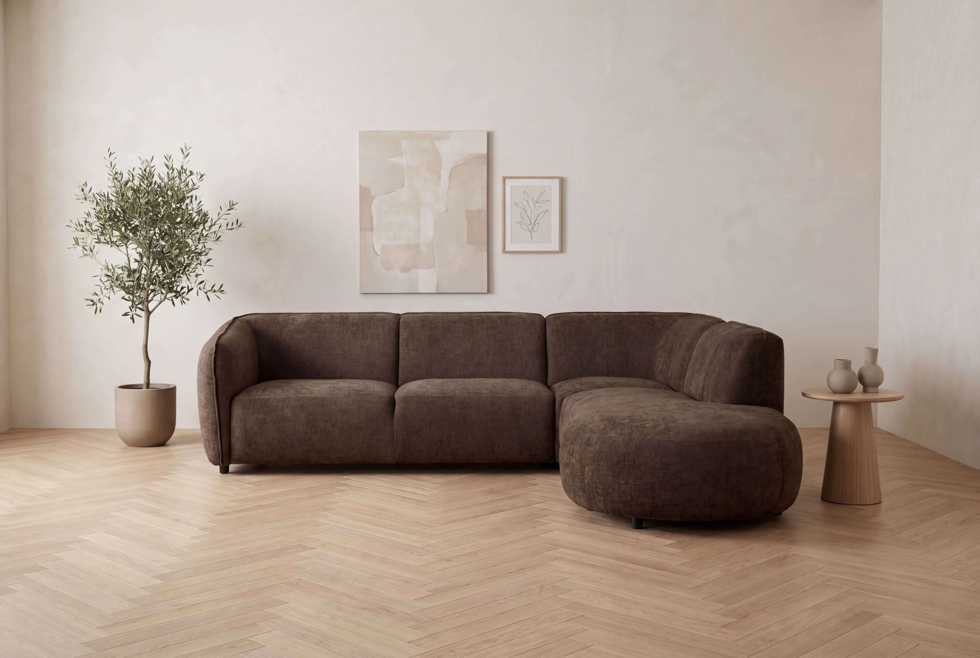 OTTO home Ecksofa "OSTRUP Rundsofa, L-Form, Naturtöne, Boucle oder Chenille" Breite 273 cm, organische Form mit sanften Rundungen