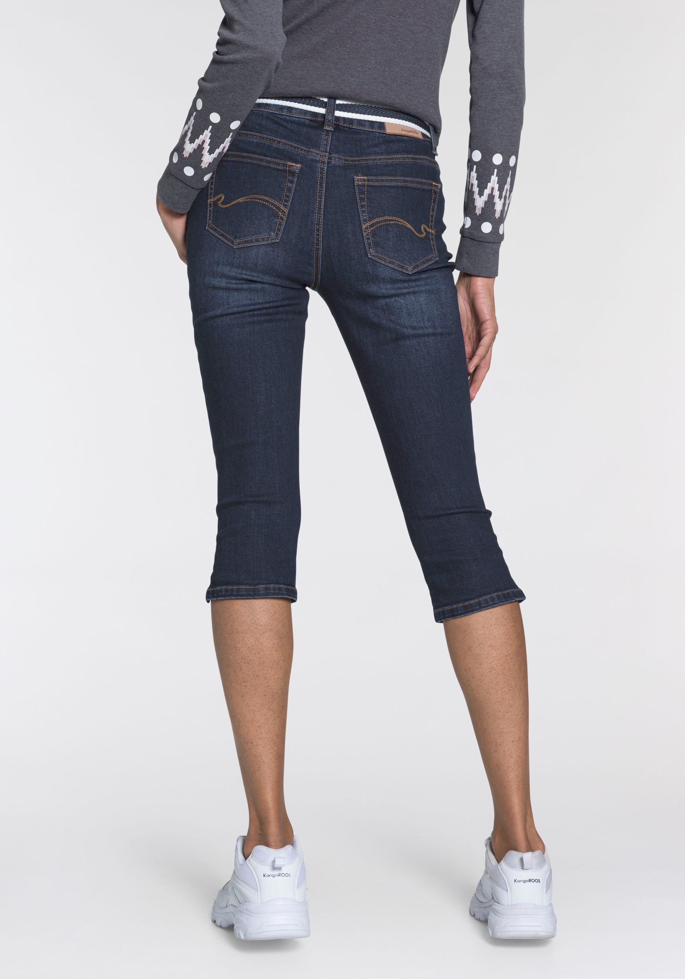 KangaROOS Caprijeans "CAPRI-JEANS mit Gürtel", (Set, mit abnehmbarem Gürtel günstig online kaufen