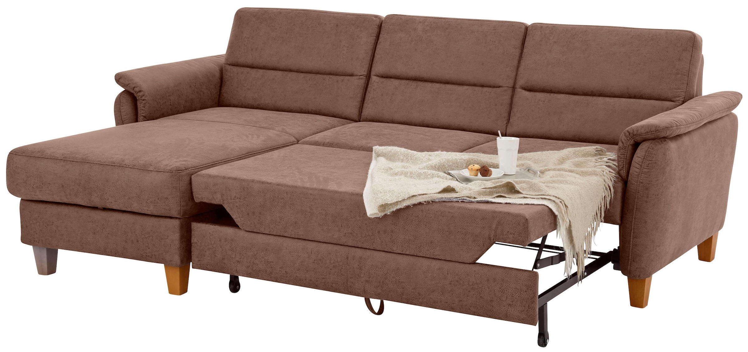 Home affaire Ecksofa »Palmera L-Form«, Federkern, wahlweise mit Bettfunktion und mit/ohne Bettkasten