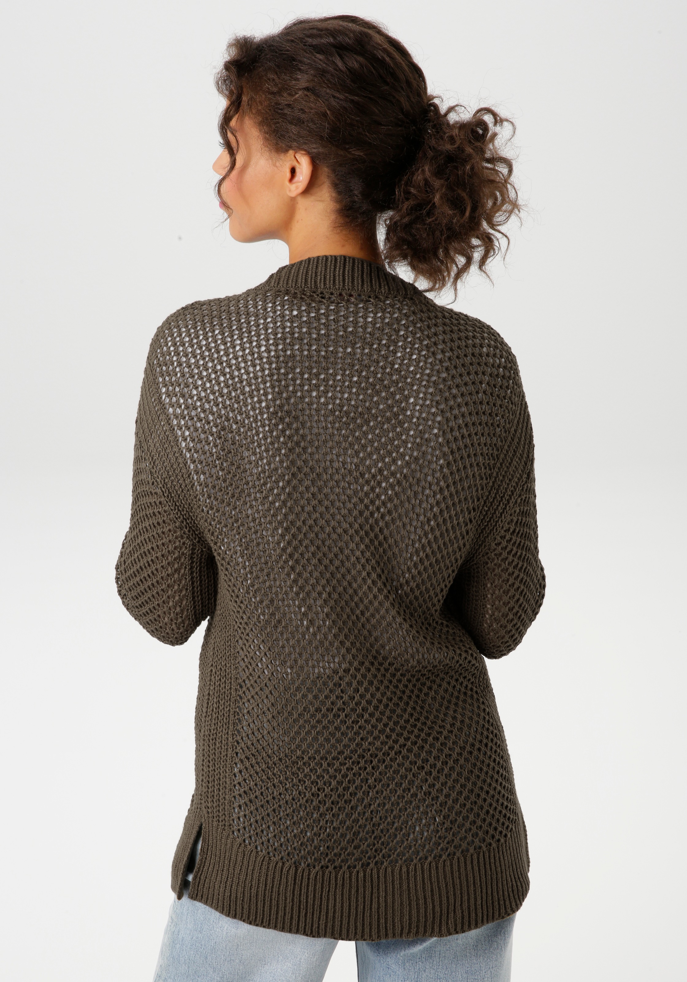 Aniston CASUAL Strickjacke, mit trendigem Lochstrick-Muster günstig online kaufen