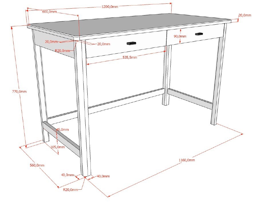 Home affaire Schreibtisch »Schreibtisch Forrest aus Massivholz, Made in Europe, zeitloses Design«, (B/H/T ca. 120x77x60 cm, in zwei Ausführungen erhältlich,), mit 2 Schubladen (Soft-Close), stabil und standfest gebaut