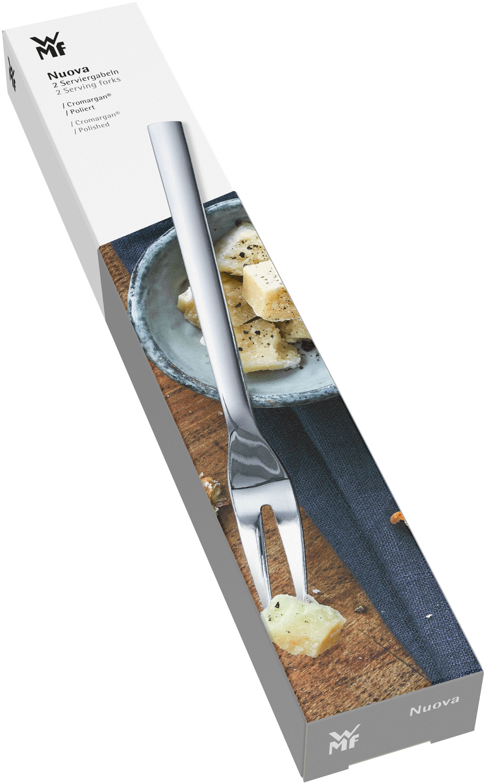 WMF Fleischgabel »Nuova«, (Set, 2 tlg.), Vorlegebesteck, Cromargan Edelstahl rostfrei 18/10, Geschenkverpackung