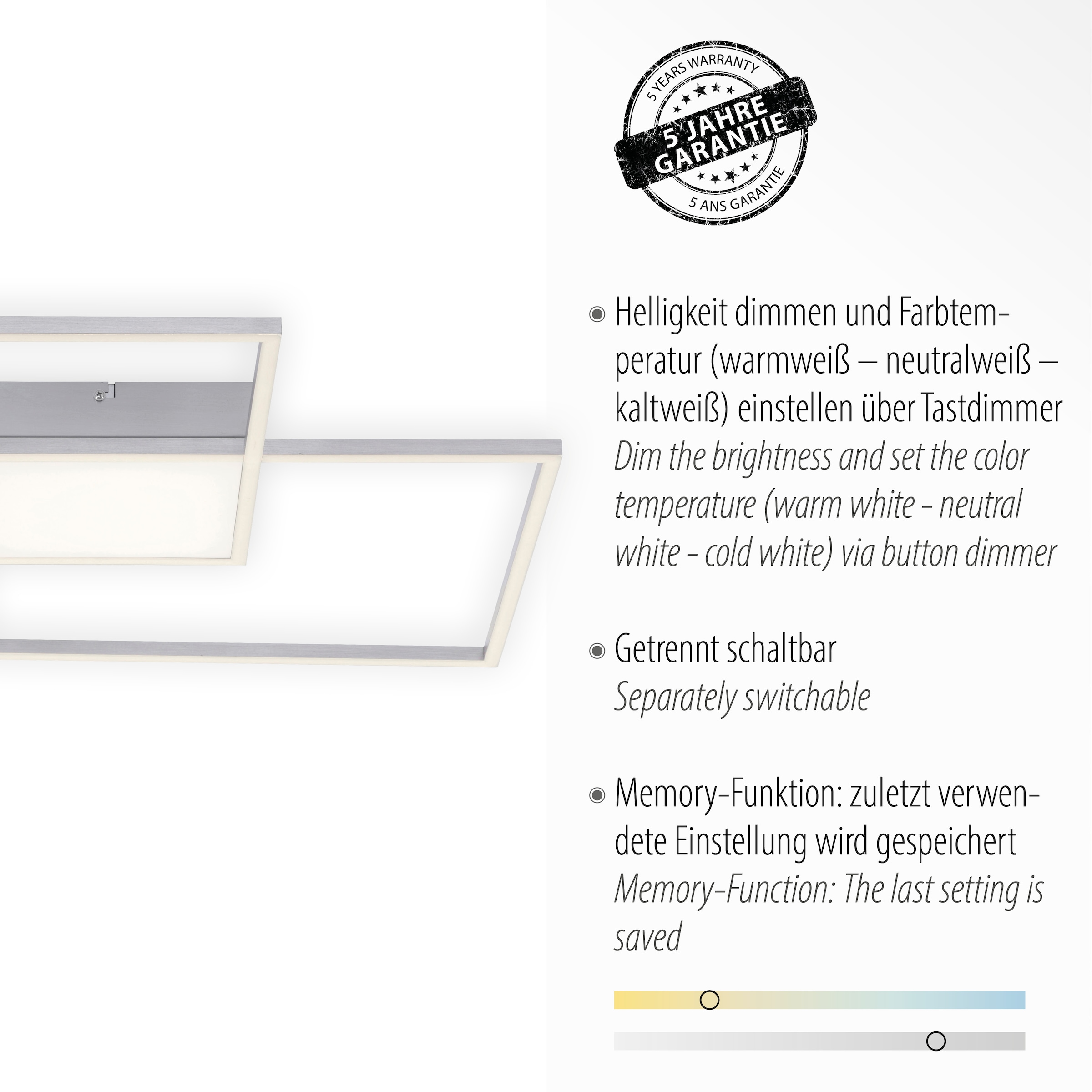 JUST LIGHT Deckenleuchte »ASMIN«, 3 flammig, Leuchtmittel LED-Board-LED-Board | LED fest integriert, CCT - über Fernbedienung, dimmbar, Serienschalter, Memory