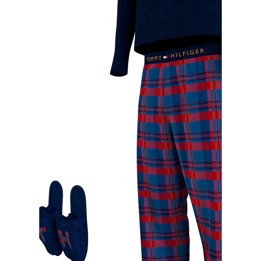 Tommy Hilfiger Underwear Pyjama »LS PANT SLIPPERS SET FLANNEL«, (Set, 3 tlg., Pyjama + Slipper), im Karo-Design