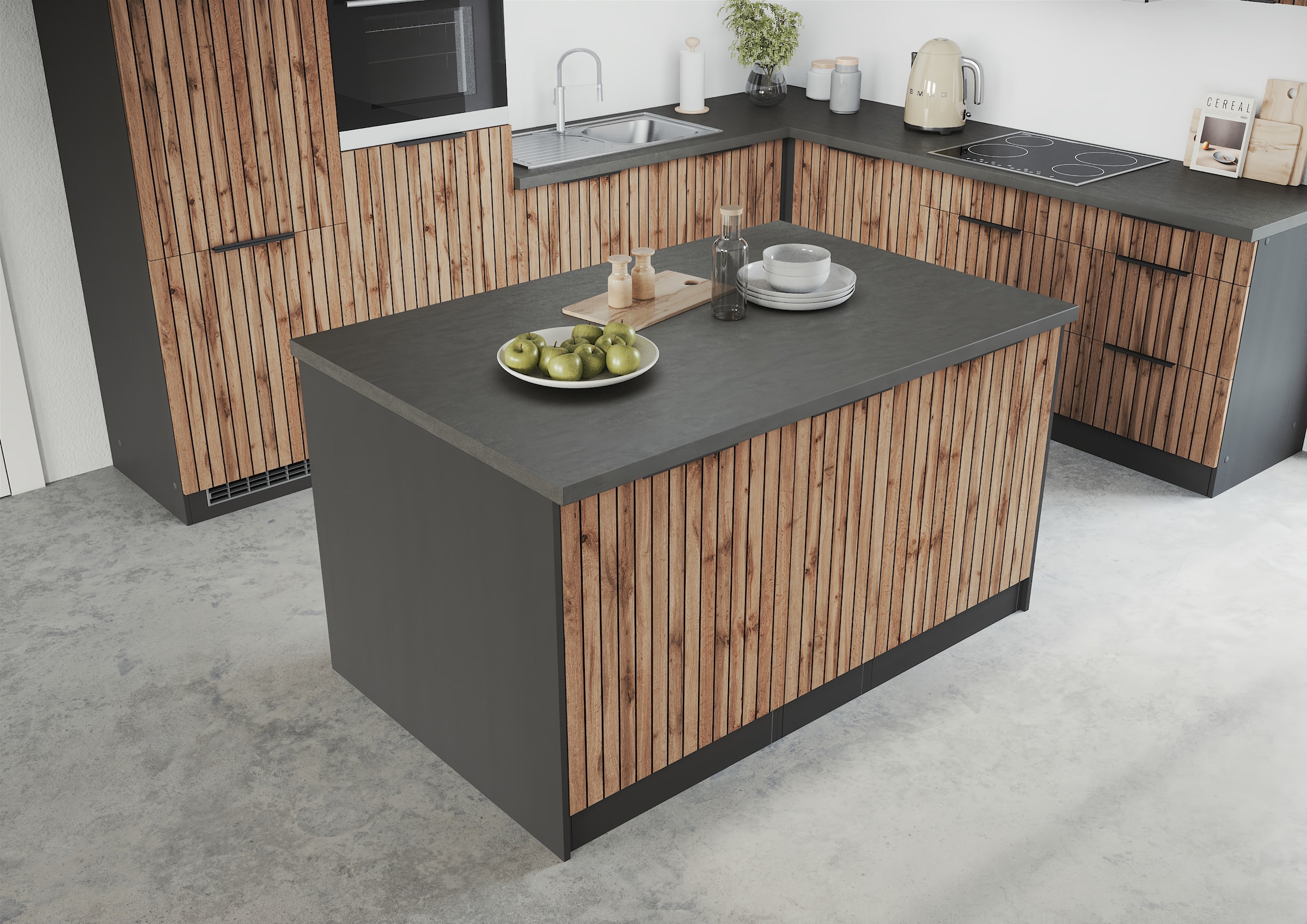 KOCHSTATION Kücheninsel »KS-Lagos«, Kücheninsel 153/100 cm, mit höhenverstellbaren Möbelfüßen