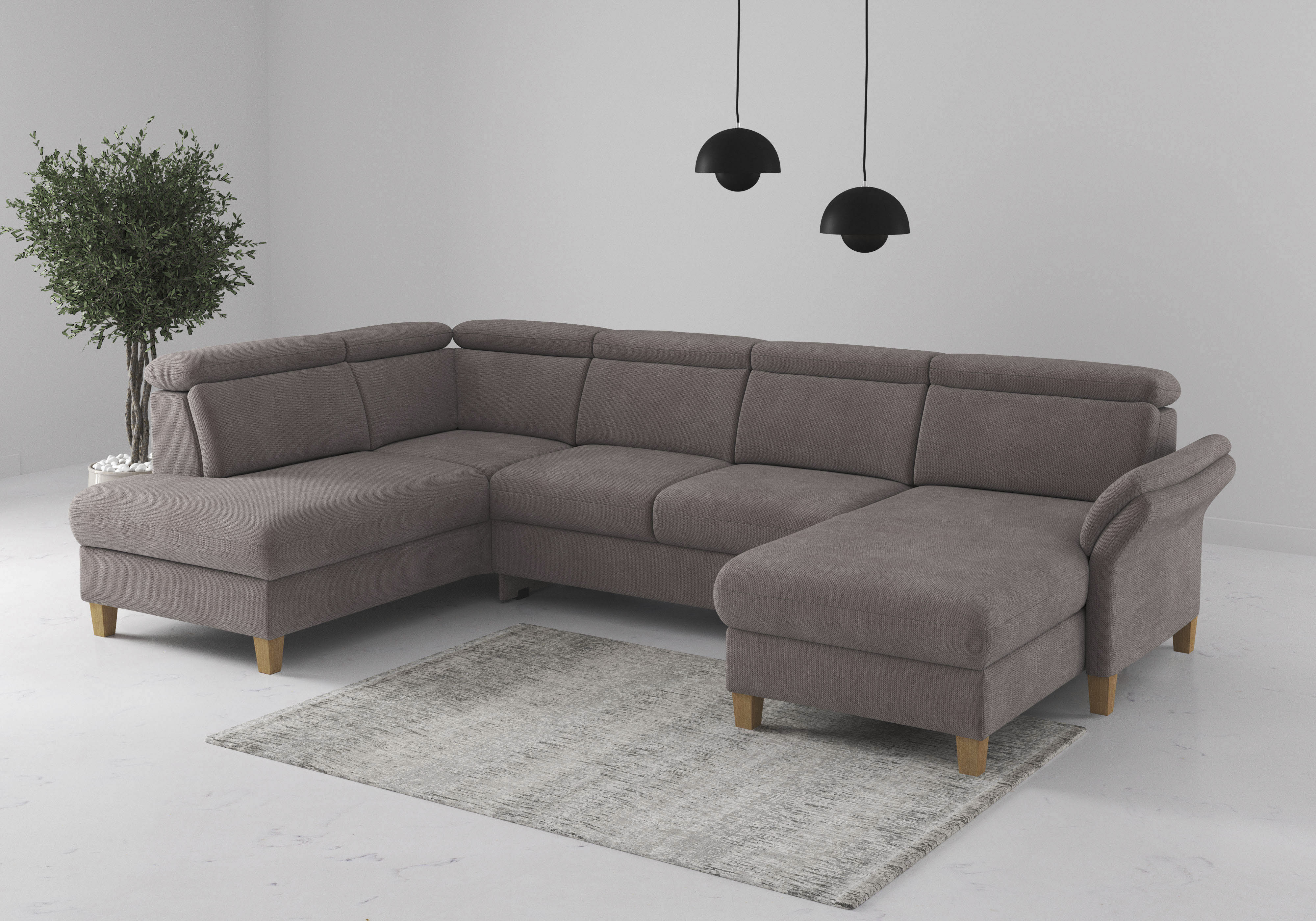 OTTO home Wohnlandschaft "Glendale, U-Form" inkl. Kopfteilverstellung, wahlweise mit Vorziehsitz und Bettkasten