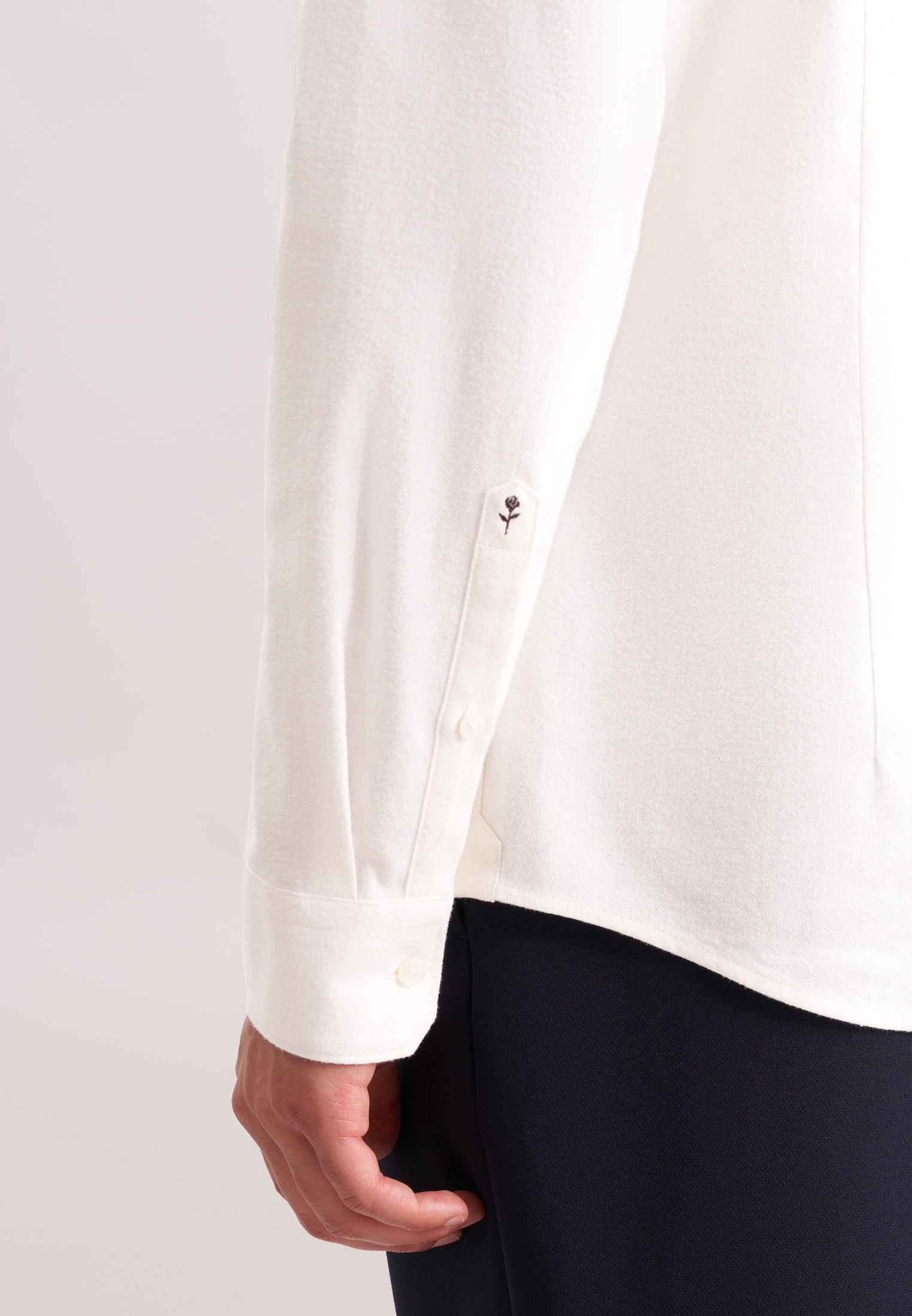 seidensticker Flanellhemd, Slim 1/1 Button-Down-Kragen Uni