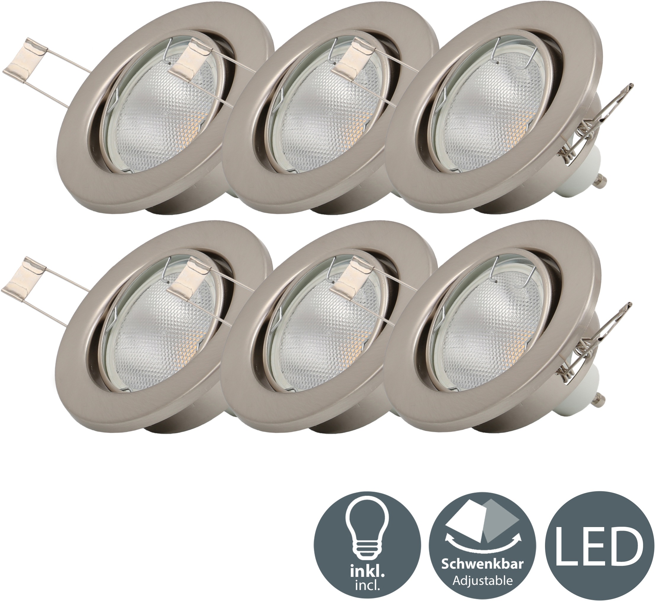 B.K.Licht LED Einbaustrahler, | Decken-Spot, flammig-flammig, schwenkbar, Nickel, matt, LED BAUR 6 GU10 Einbauleuchte, kaufen