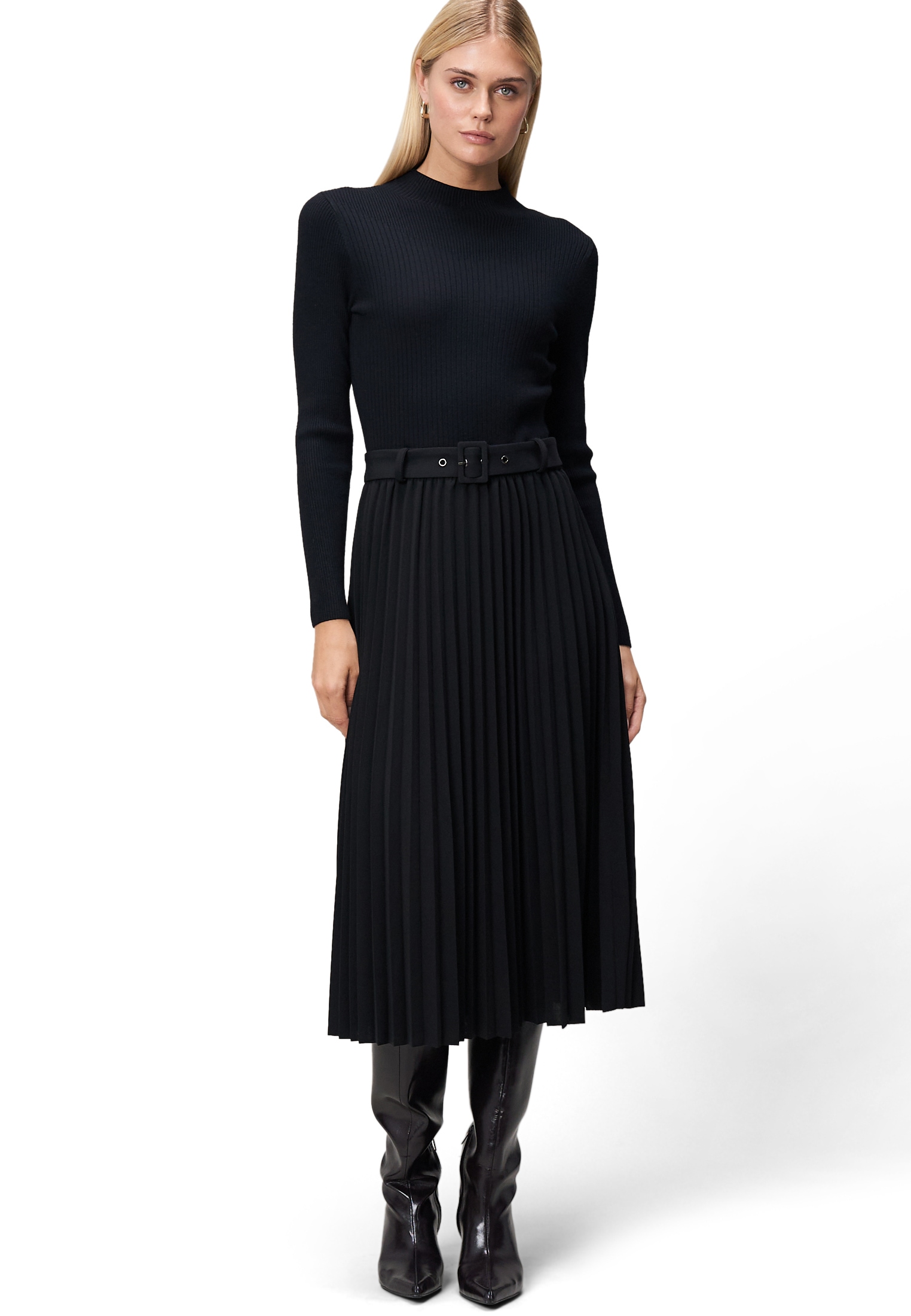 Zero Strickkleid "zero Damen Strickkleid mit Faltenrock", Gürtel günstig online kaufen