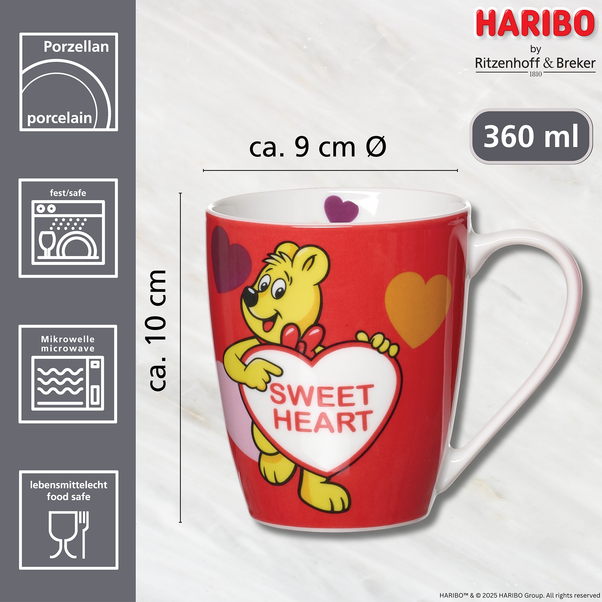 Ritzenhoff & Breker Becher »HARIBO Sweet Heart, 360 ml«, (1 tlg.), spülmaschinenfest