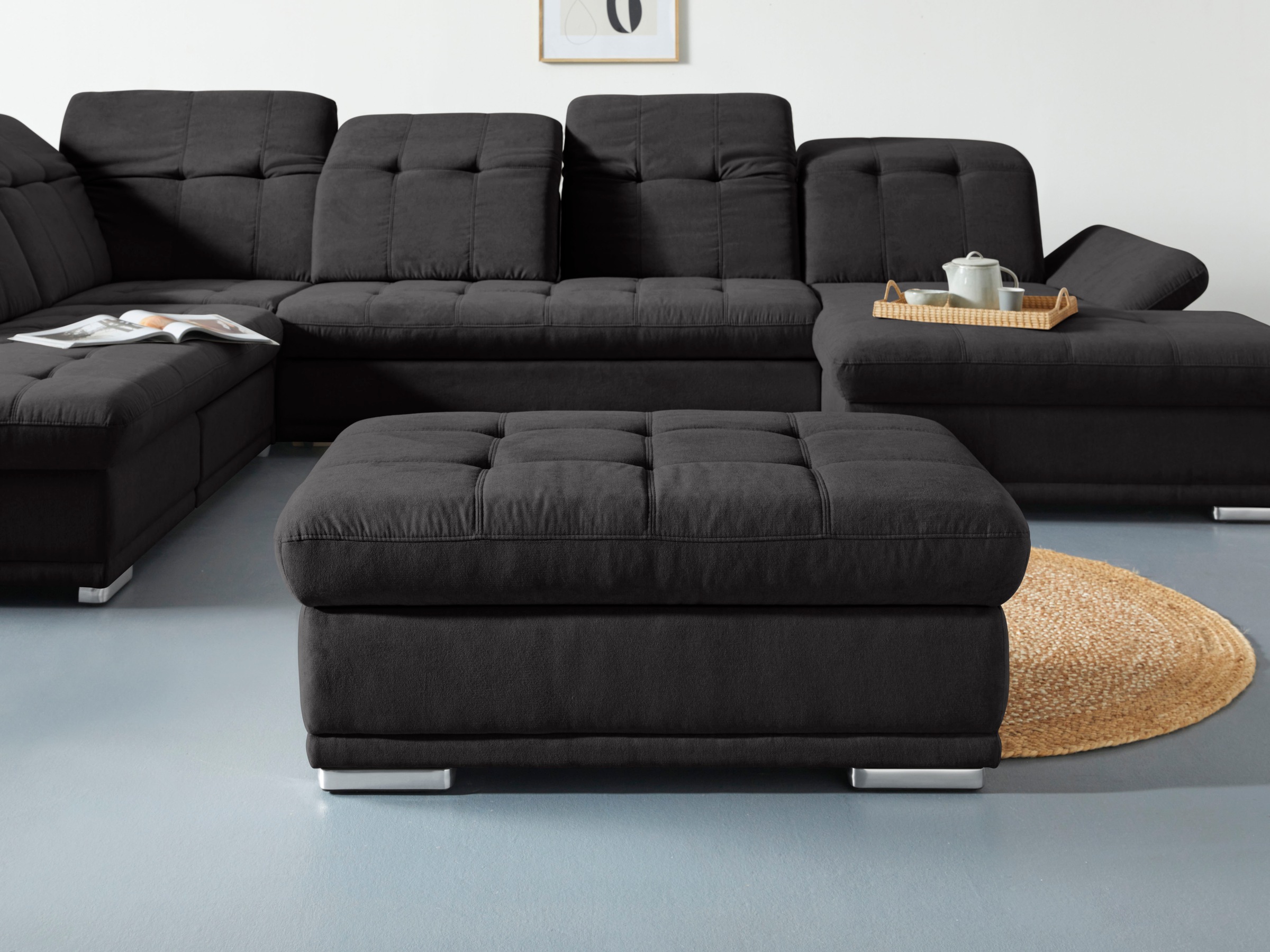 Hocker COTTA "Holiday", schwarz, B:112cm H:46cm T:72cm, 100% Polyester, Hocker, Hocker