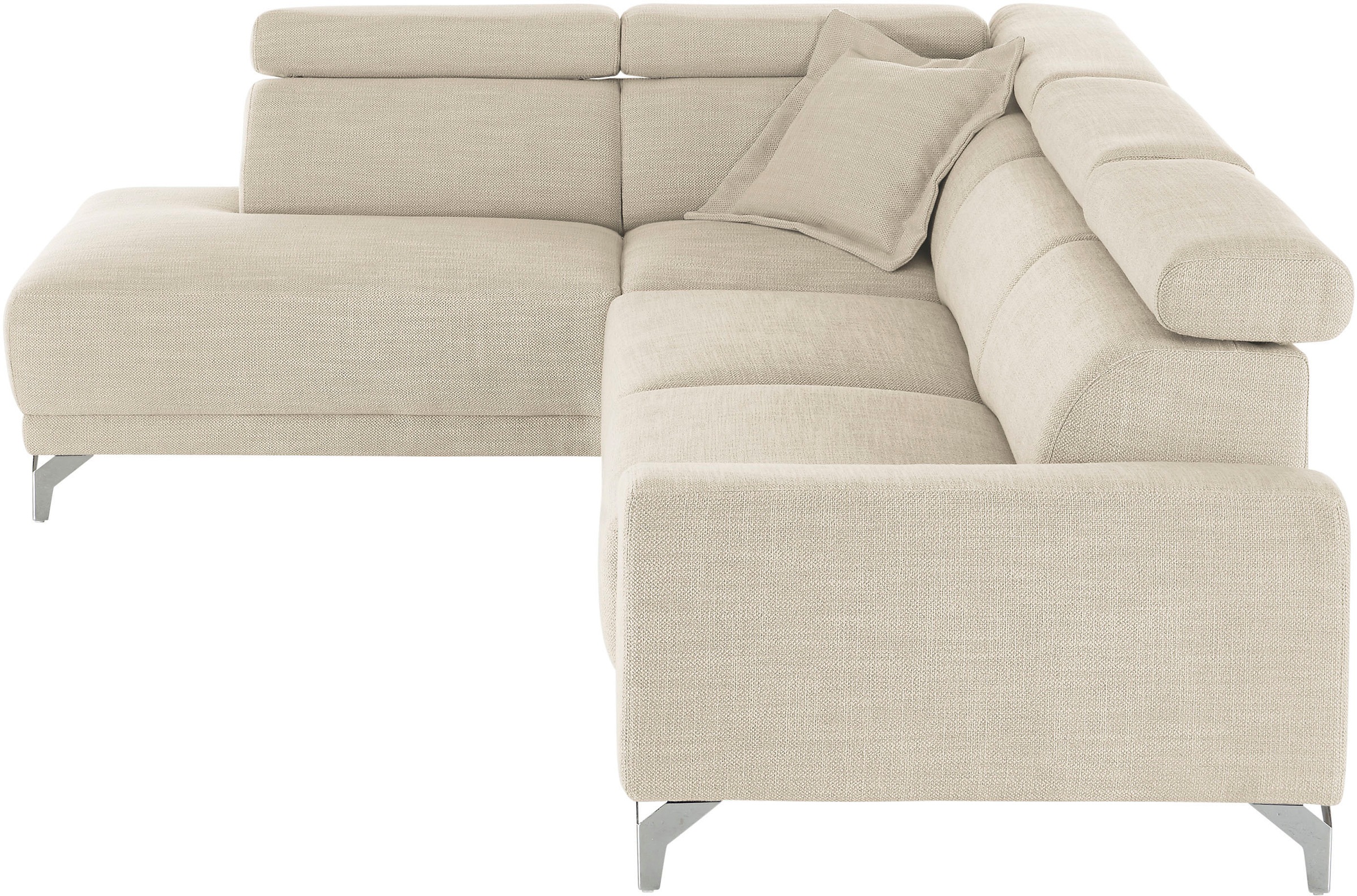3C Candy Ecksofa »Greve Sofa immer mit manuelle Kopfteilverstellungen, modern, elegant«, wahlweise motorischer Sitzvorzug, bequem und zeitlos, L-Form