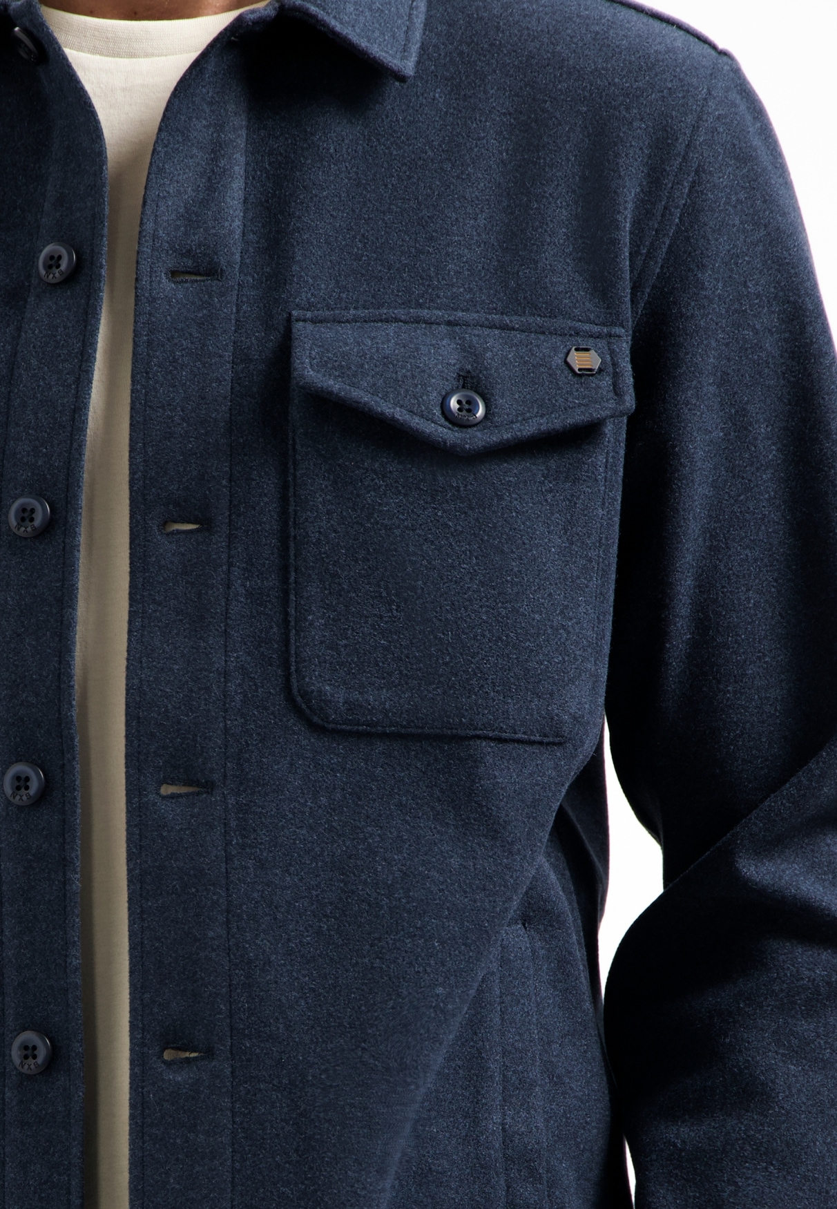 NO EXCESS Langarmhemd »No Excess Meliertes Overshirt«