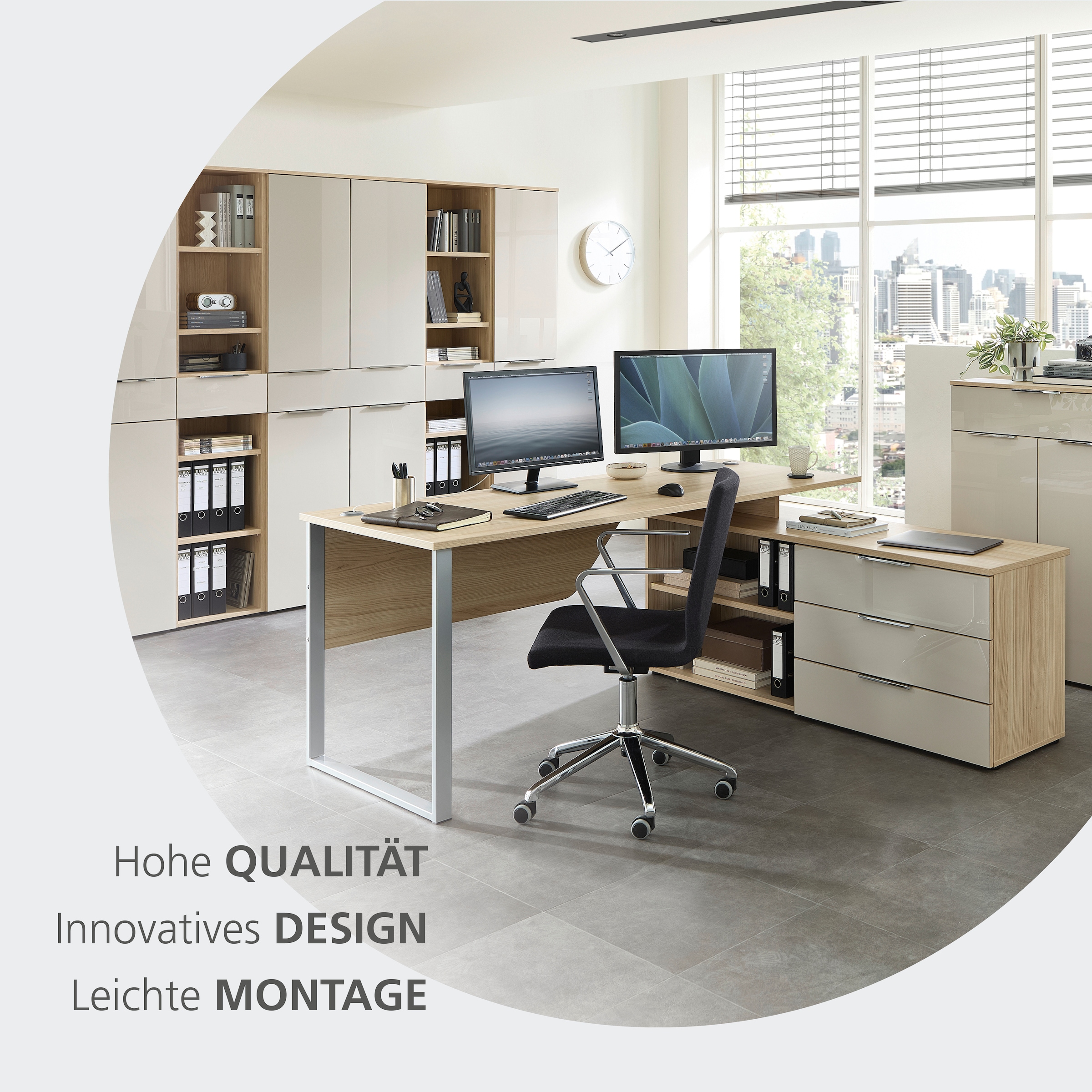 Innostyle Aktenschrank »Büroschrank Santorin, 80/110/38 cm ( B/H/T)« 1 Stk. tlg.