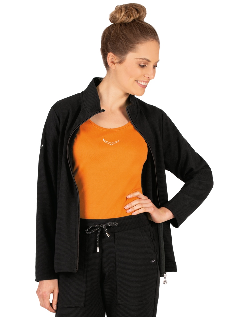 Trigema Sweatjacke "TRIGEMA Jacke mit funkelnden Strass-Steinen" 1 Stk. tlg günstig online kaufen