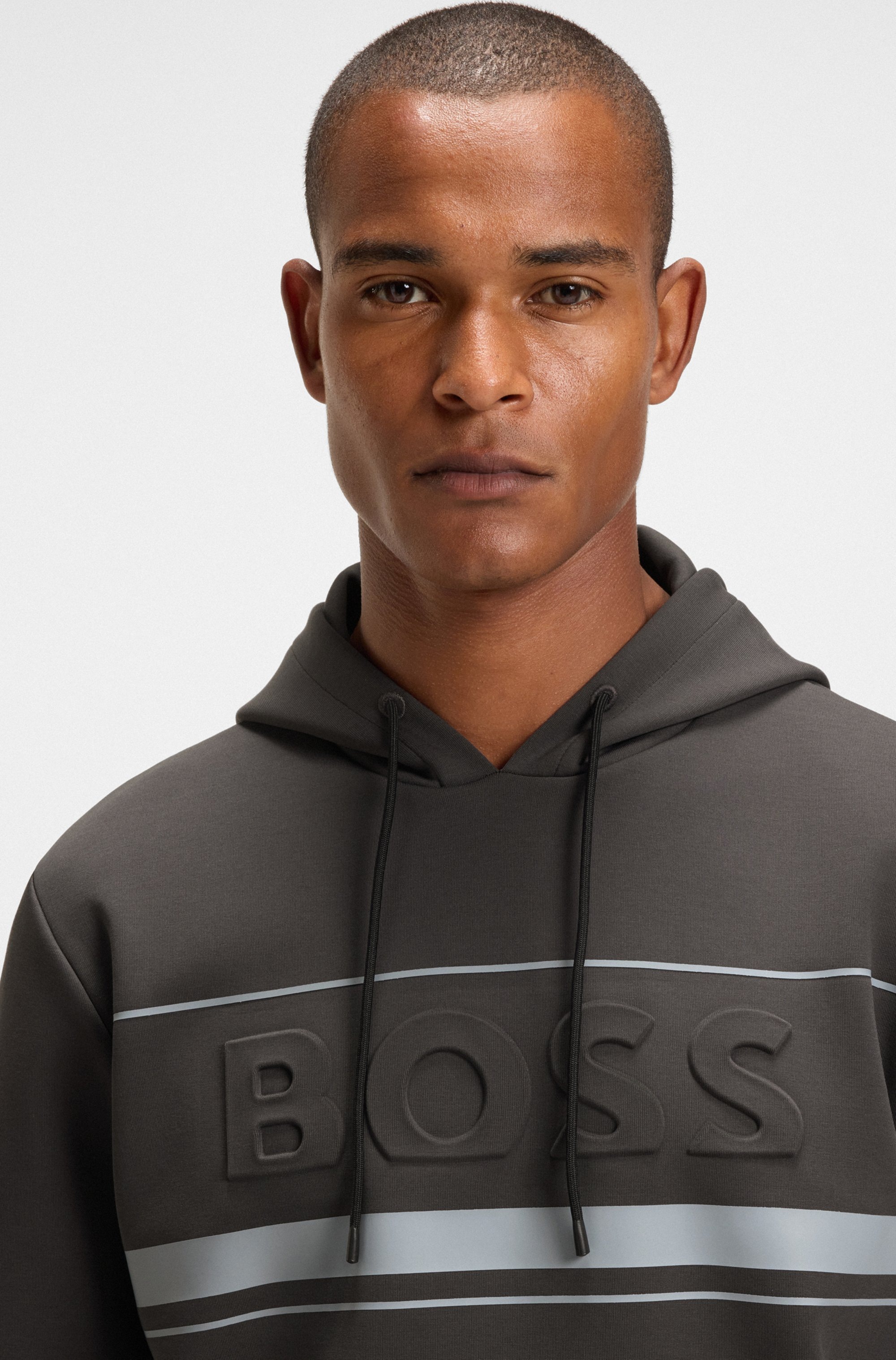 BOSS GREEN Kapuzensweatshirt »Soody Zone«, mit geprägtem Logo und sportiven Streifen