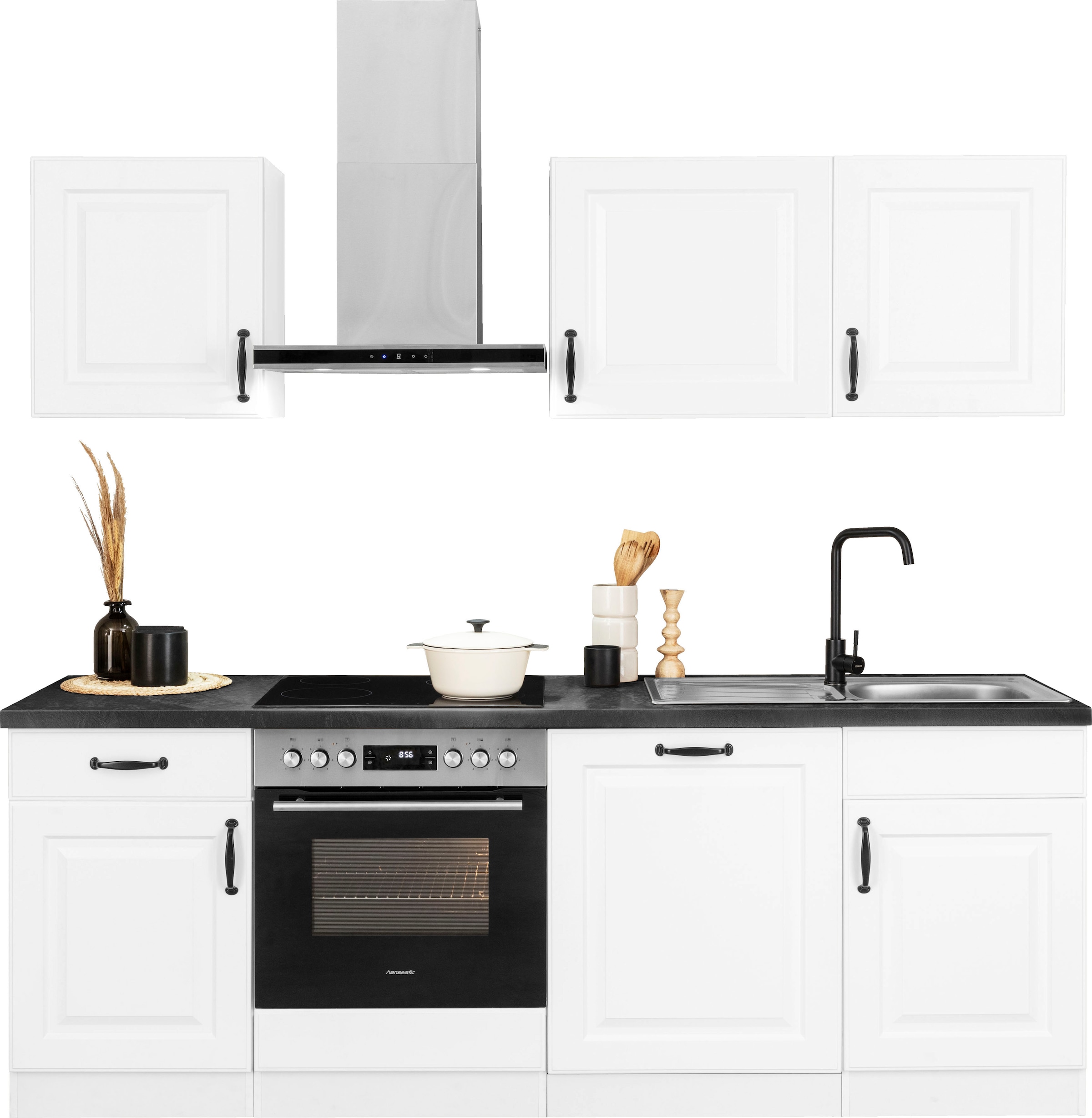 wiho Küchen Küchenzeile »Erla«, mit Hanseatic-E-Geräten, Breite 220 cm  kaufen | BAUR | Sockelblenden