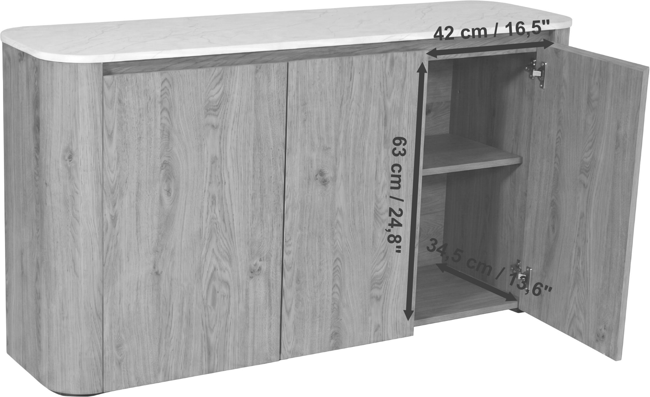 Jahnke Sideboard »TRESOR SB 150« Sideboard, Marmor Look, grifflose Optik, 3 Türen, Breite:150 cm