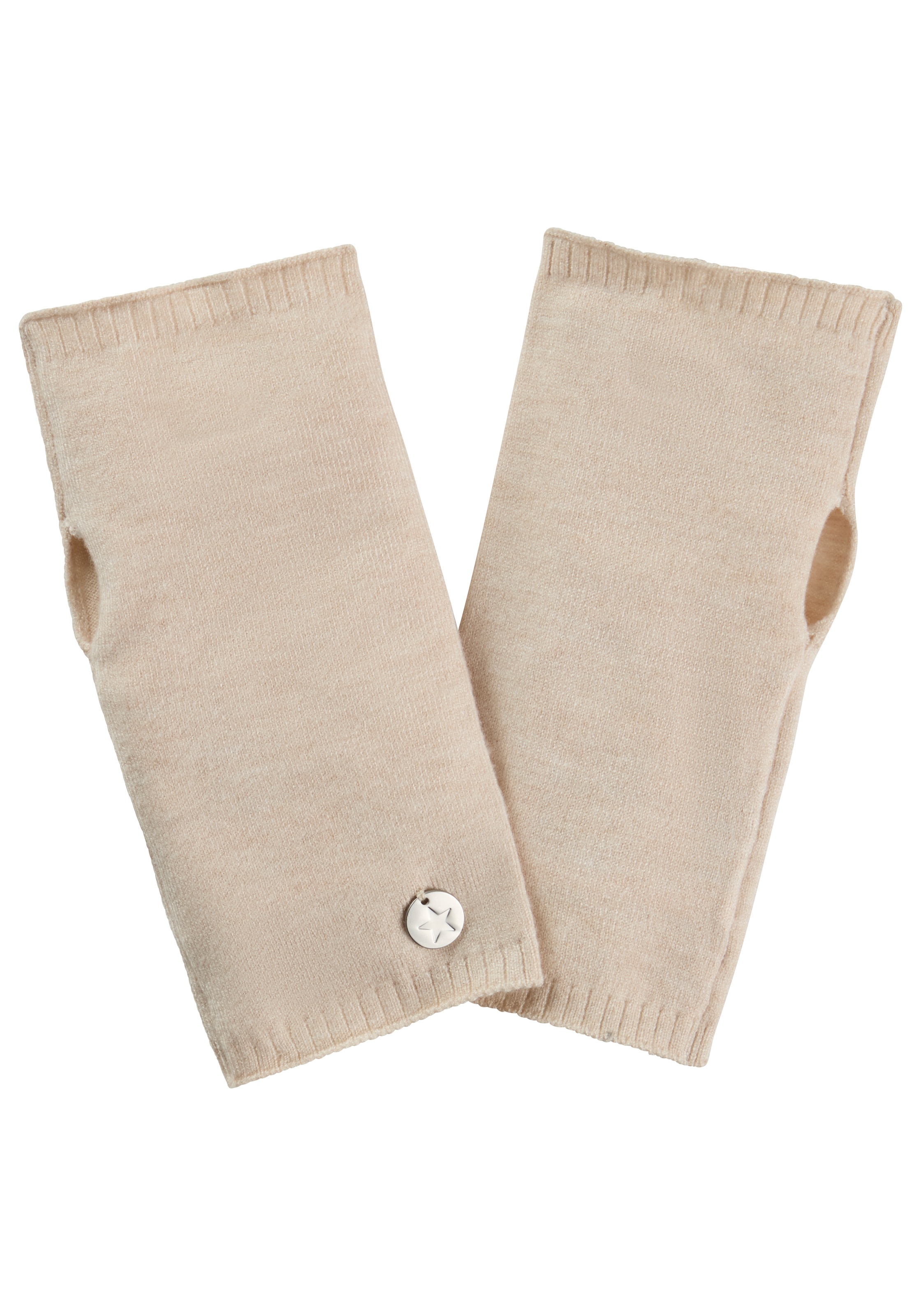 Thumbnail - Laura Scott Armstulpen, 2 Stk. aus kuscheligem Strick mit süßem Metall-Badge - NEW