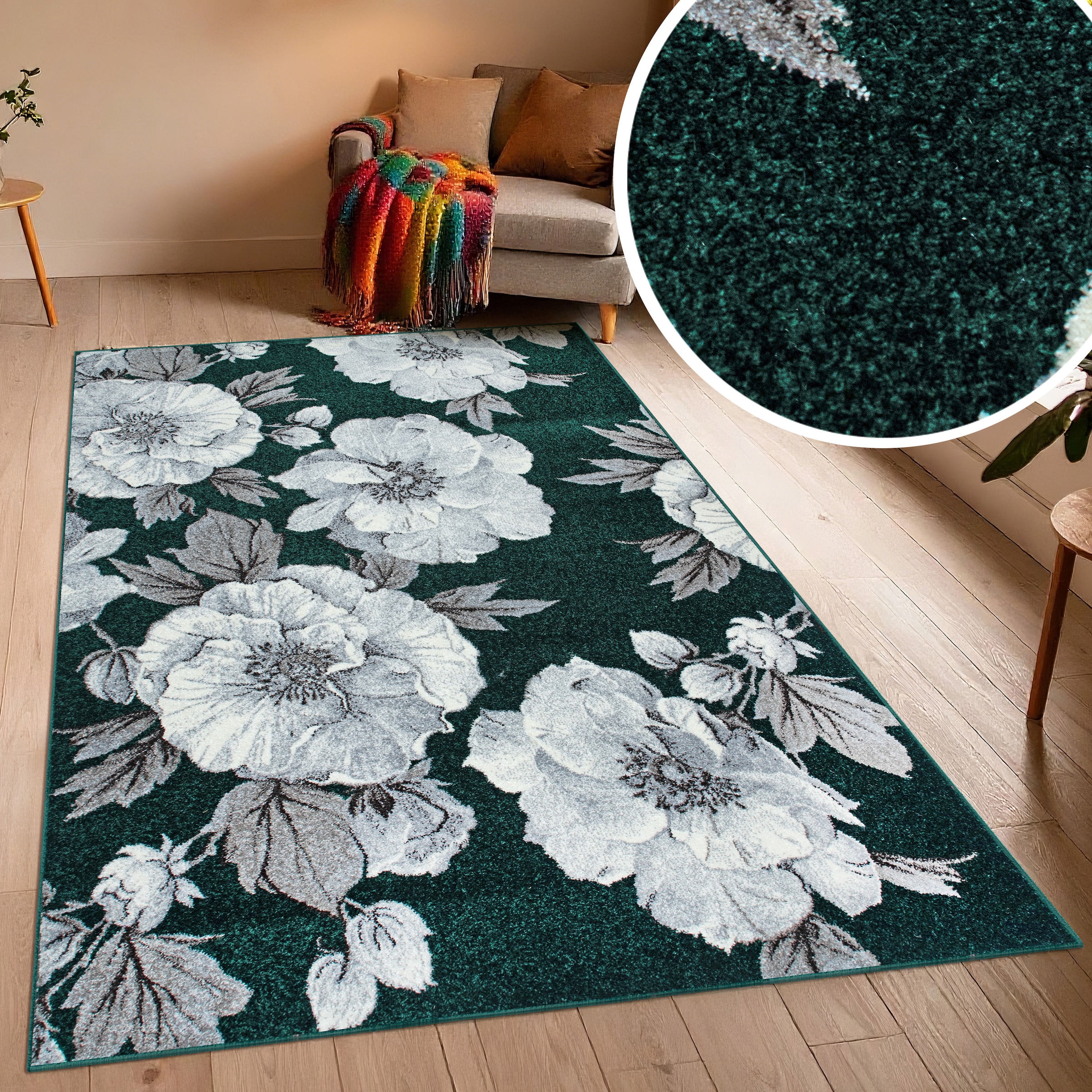 OTTO home Teppich »Florent, Blumen Design, Vintage« rechteckig 9 mm Höhe Floral, detailreiche Blüten, Botanical, elegant, Wohnzimmer