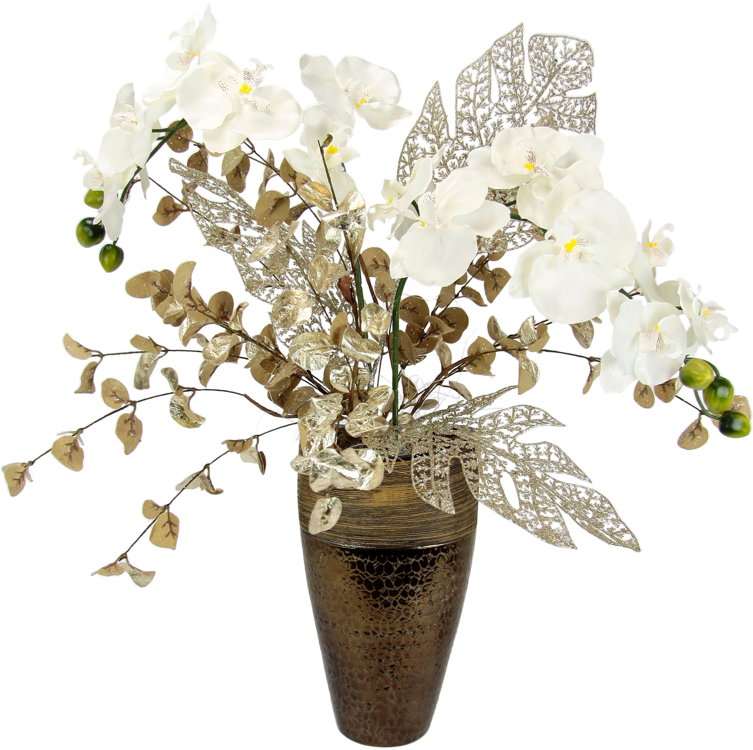 Weihnachtdeko,«, BAUR Winterliche Weihnachtsgesteck »Gesteck festliche Orchidee in I.GE.A. Kunstpflanze mit Keramikvase, | Blumenensemble, Kunstblumen-Arrangement,