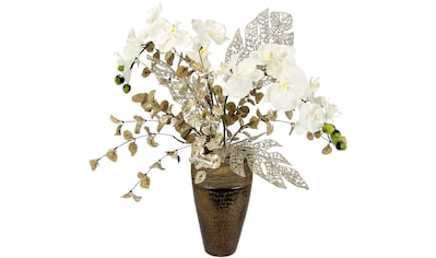 I.GE.A. Winterliche Kunstpflanze »Gesteck, Poinsettia mit LED Beleuchtung,  Weihnachtsdeko,«, Kunstblumen-Arrangement mit Weihnachtsstern,  Weihnachtsgesteck | Sale bei BAUR