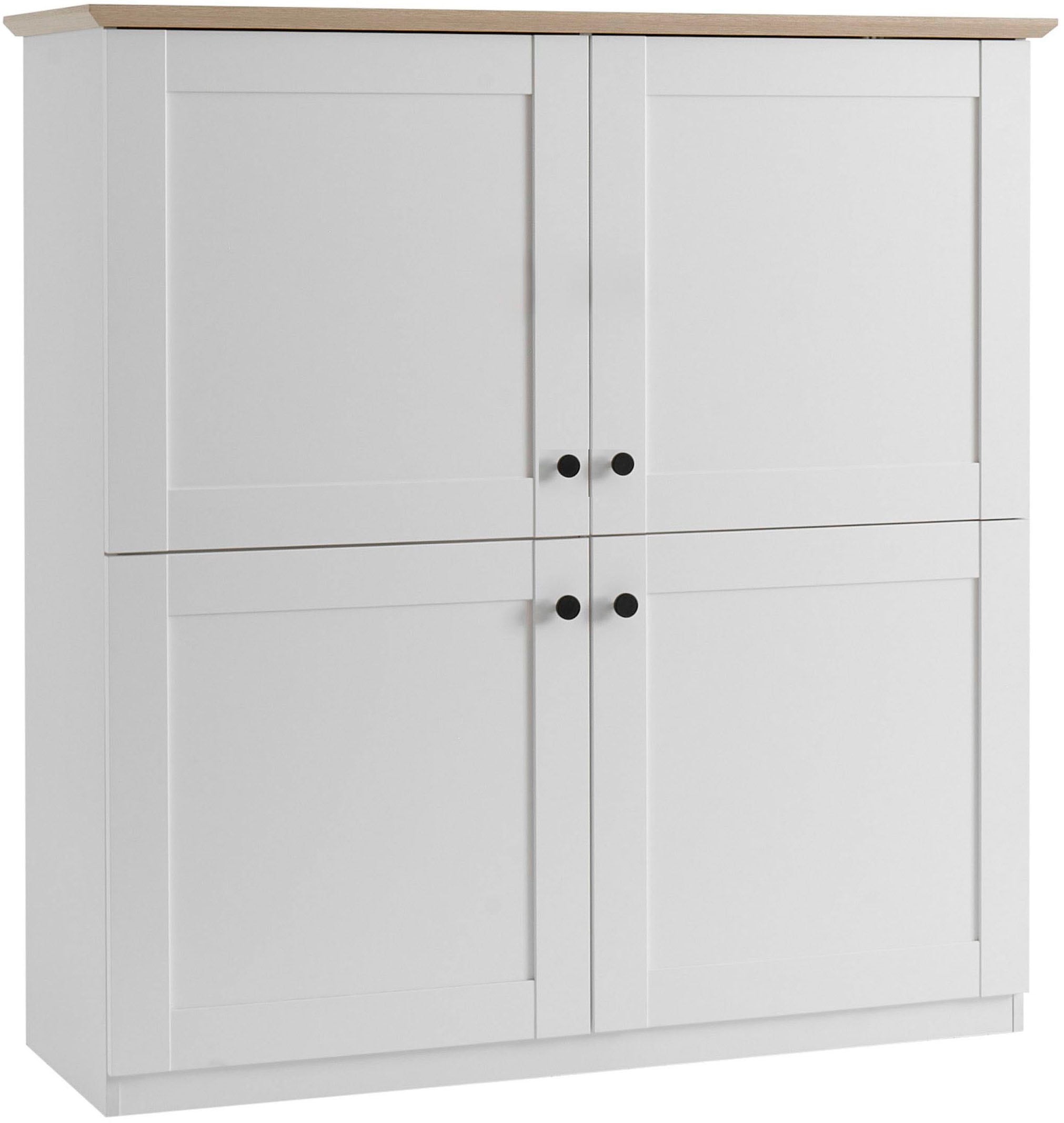 OTTO home Highboard »Brest, Schrank im Landhausstil, Wohnzimmerschrank, Mehrzweckschrank« schwarze Metallgriffe, ausreichend Stauraum, 128 cm hoch
