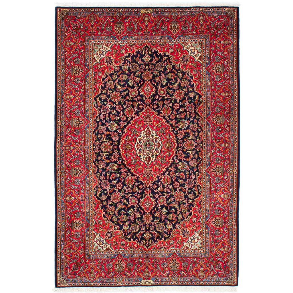 morgenland Orientteppich »Perser - Keshan - 220 x 144 cm - rot«, rechteckig, Wohnzimmer, Handgeknüpft, Einzelstück mit Zertifikat