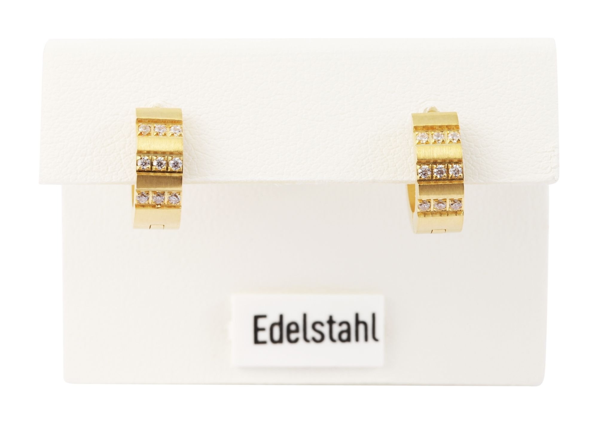 Adelia´s Klappcreolen »Damen Ohrringe – Klappcreole aus Edelstahl mit Strass Steinchen« Ein kleines Geschenk mit großer Wirkung