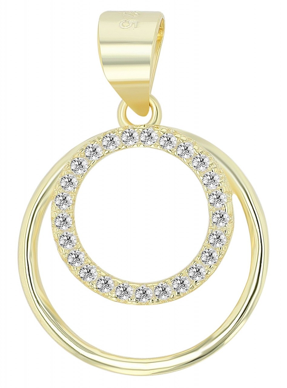 Kettenanhänger ADELIA´S "stylischer Schmuck Anhänger aus 925 Sterling Silber", gold, Schmuckanhänger, Damen, Silber 925 (Sterlingsilber), Kettenanhänger