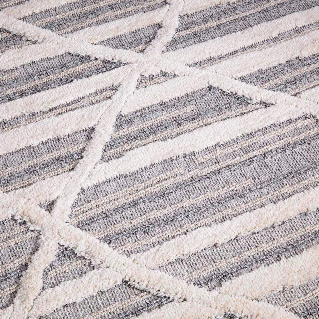 Carpet City Hochflor-Teppich »Valencia 810«, rechteckig, 20 mm Höhe, Läufer, Boho-Stil, 3D-Effekt, Raute, Hoch-Tief-Struktur, mit Fransen